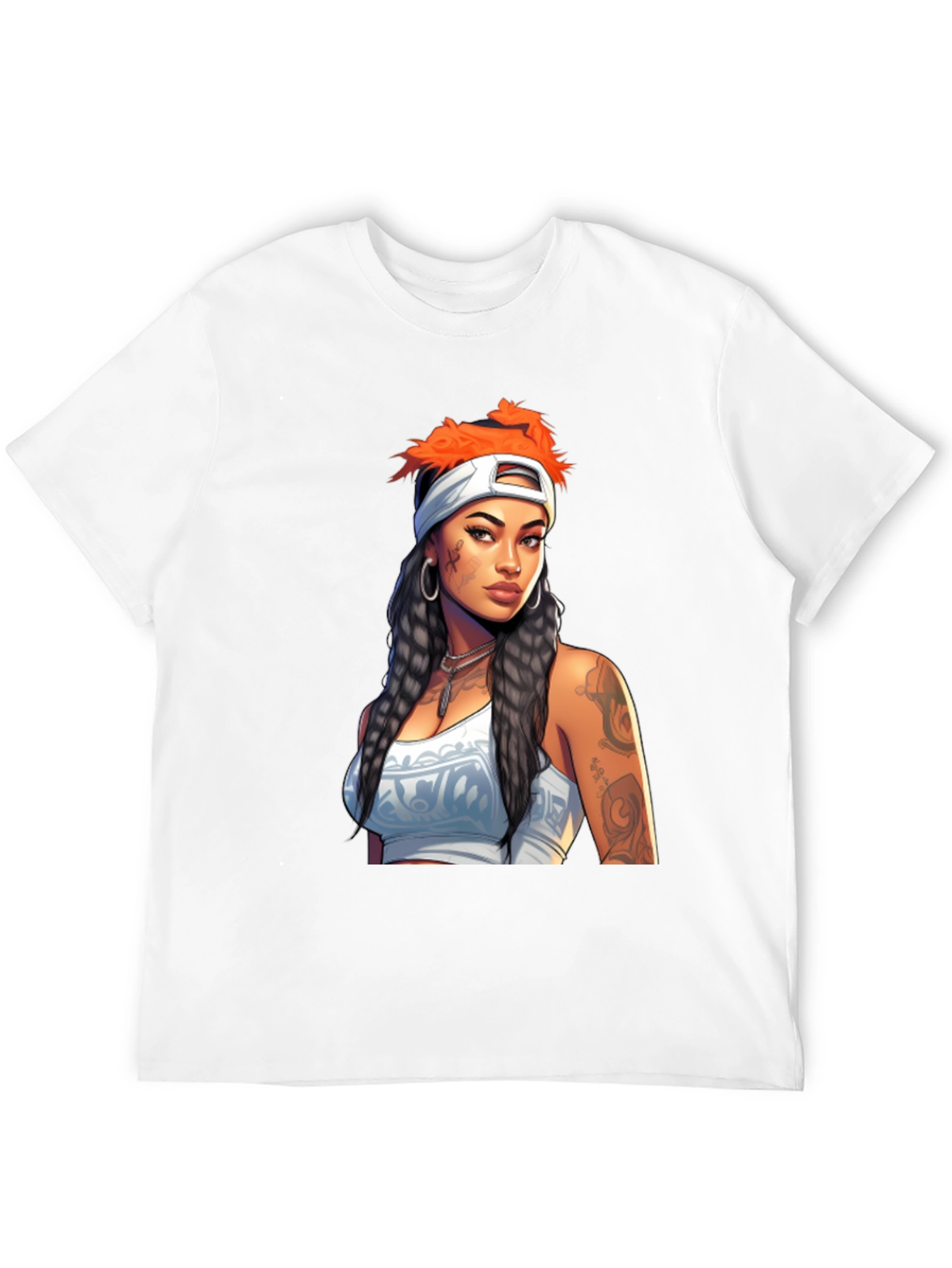 Black Tee with Tattooed Woman Graphic