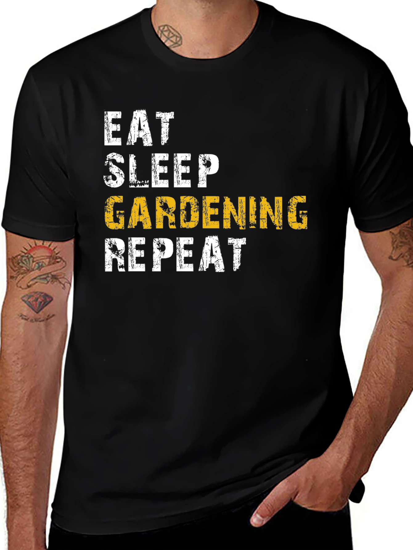 Eat Sleep Gardening Repeat Black T-Shirt
