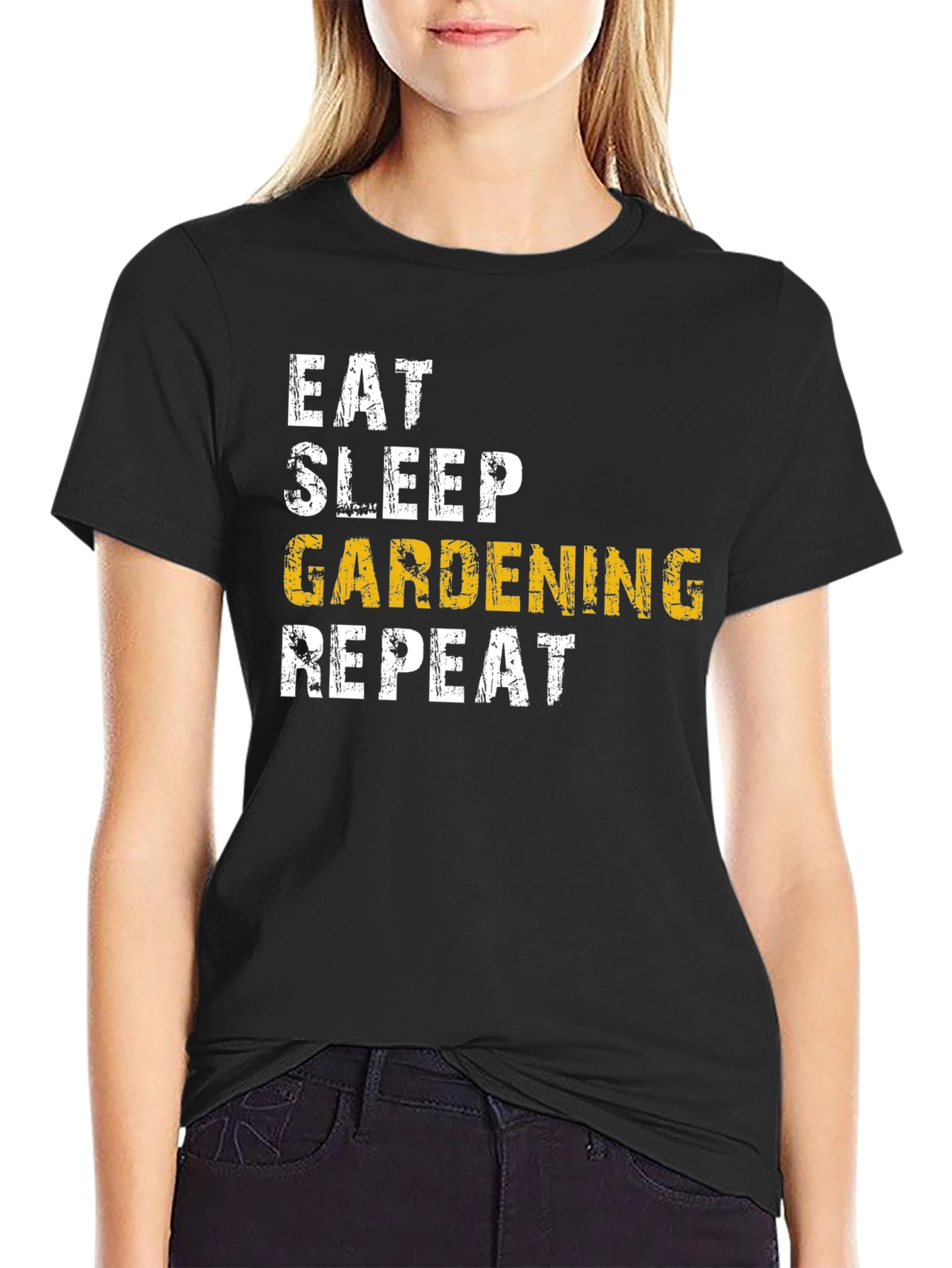 Eat Sleep Gardening Repeat Black T-Shirt