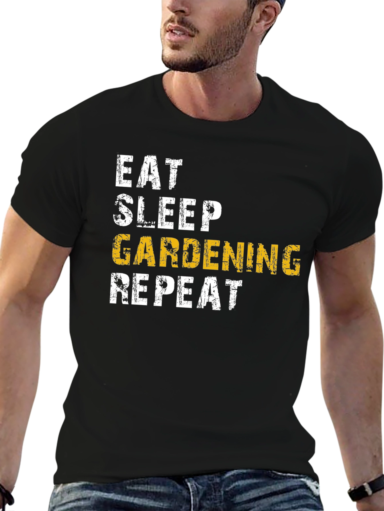 Eat Sleep Gardening Repeat Black T-Shirt