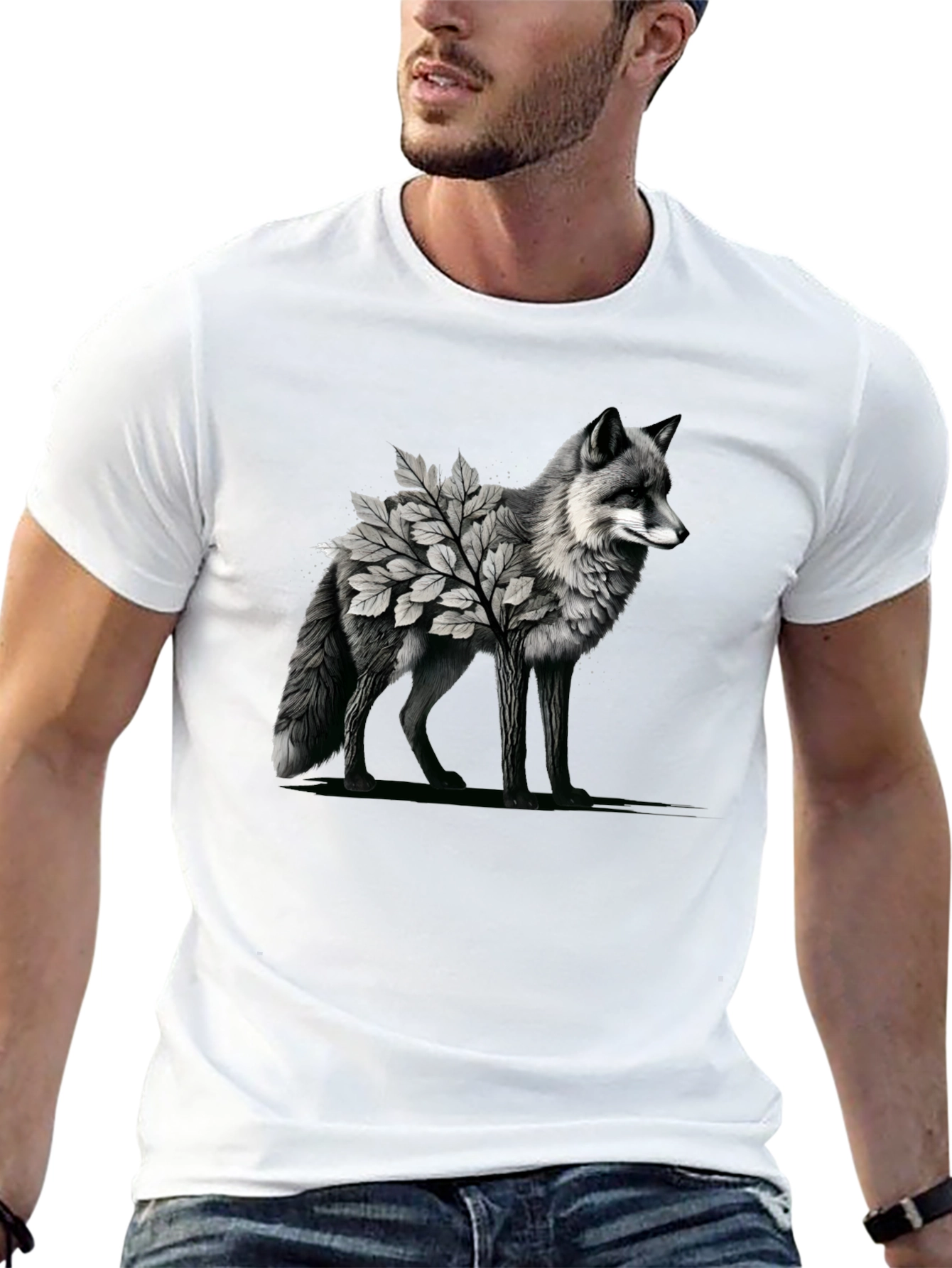 Fox & Foliage Graphic Tee - Nature Inspired Design