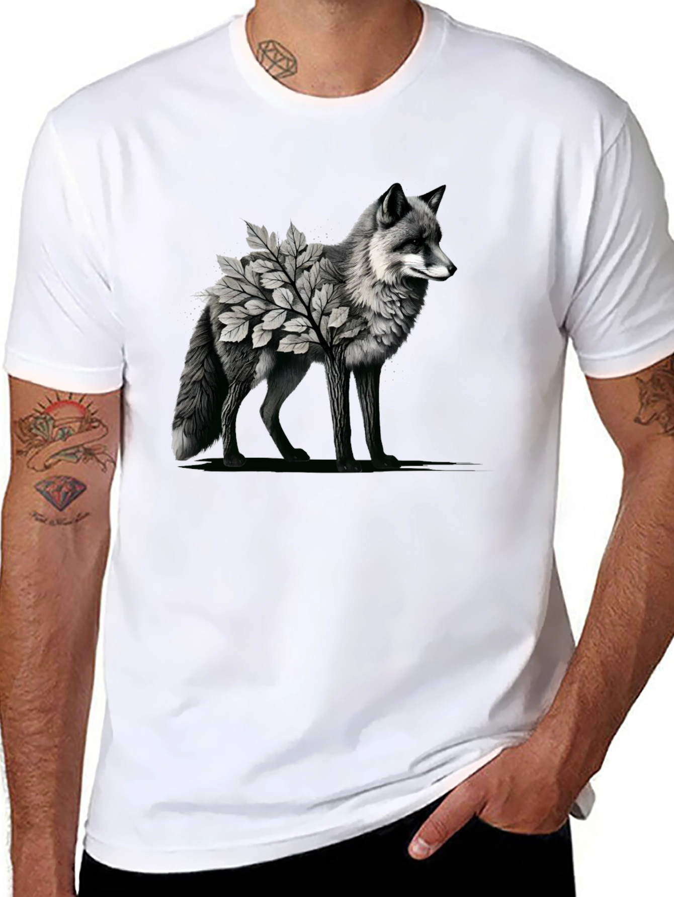 Fox & Foliage Graphic Tee - Nature Inspired Design