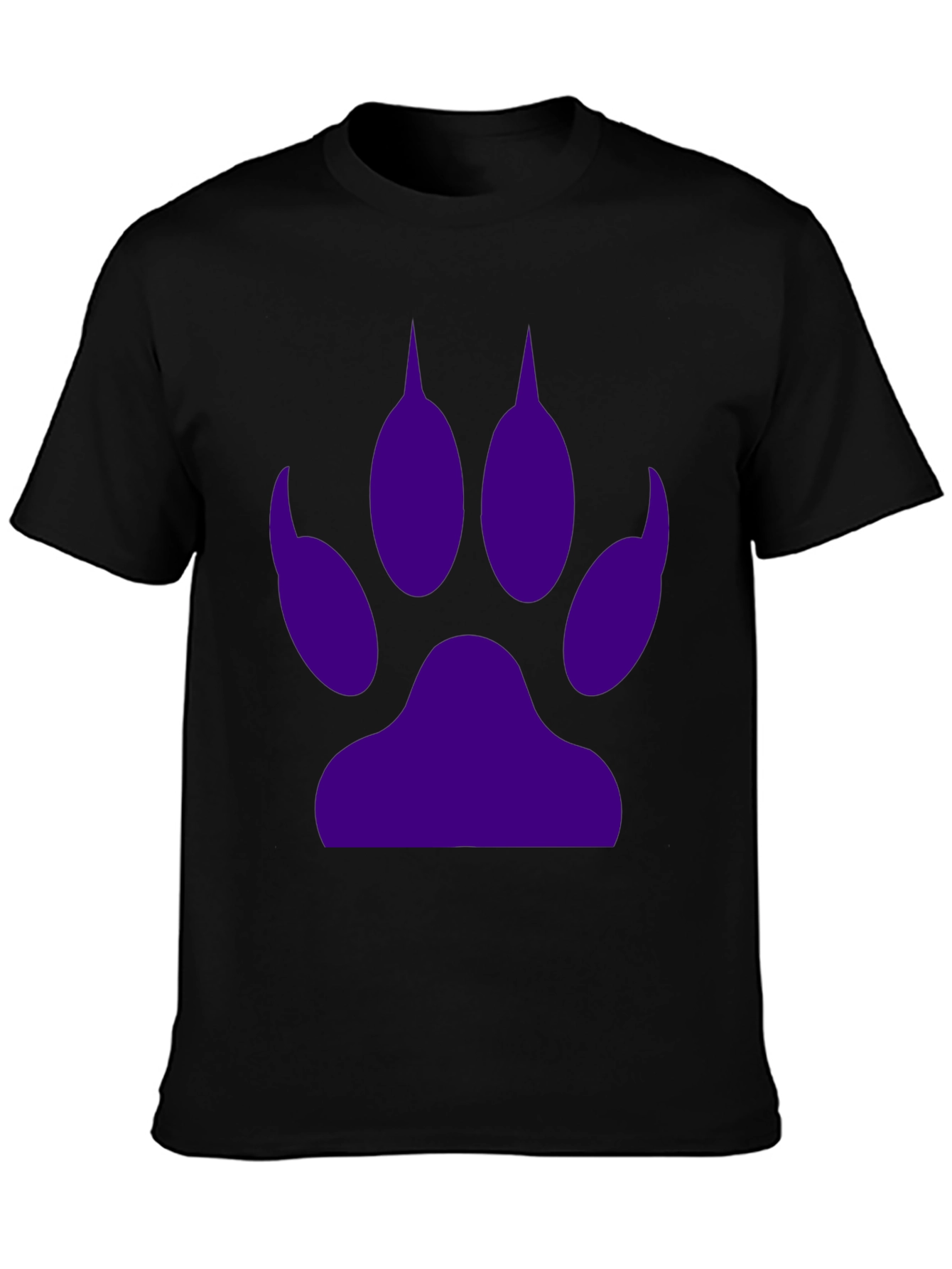 Black Tee with Purple Paw Print Graphic