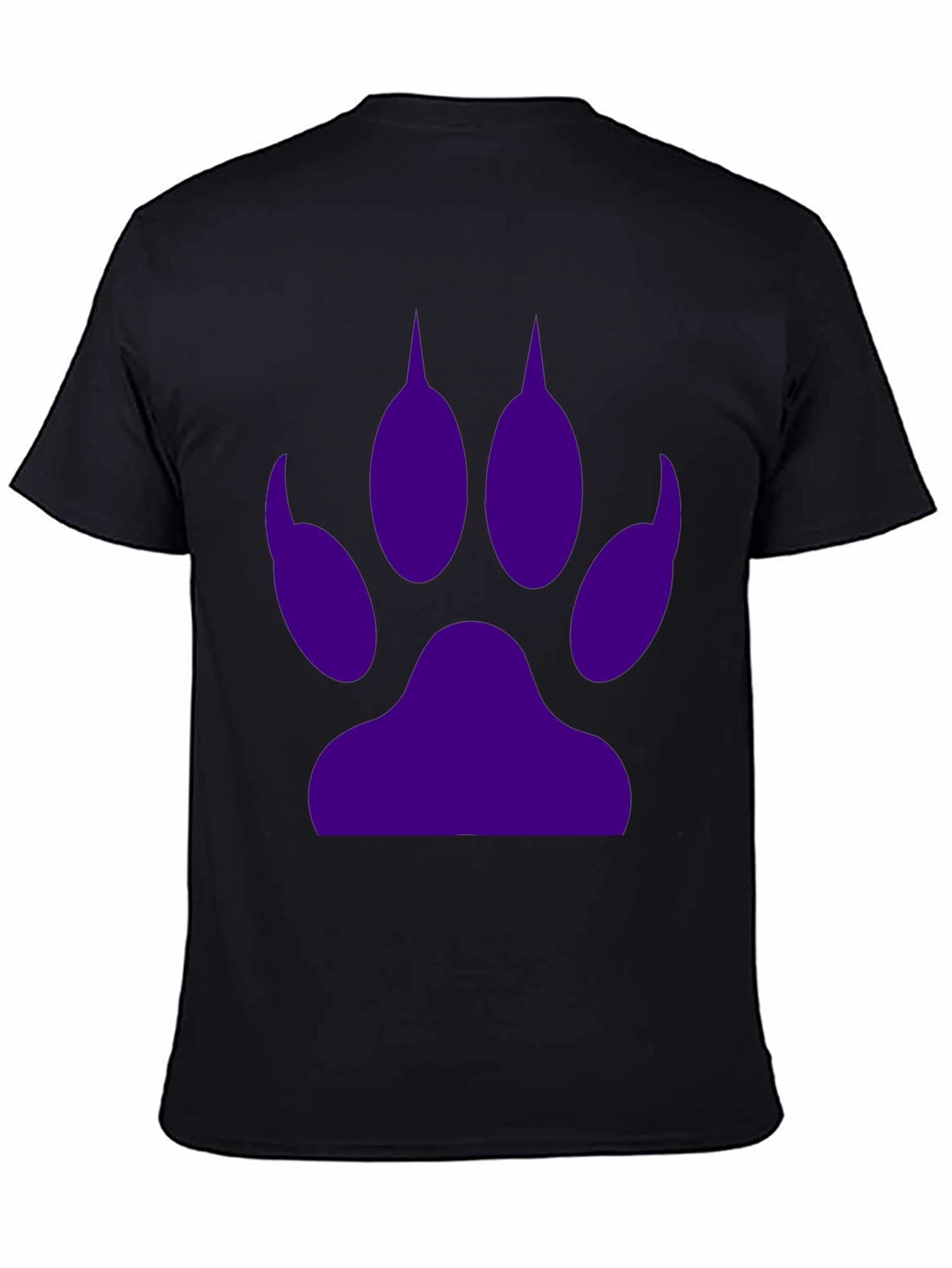 Black Tee with Purple Paw Print Graphic