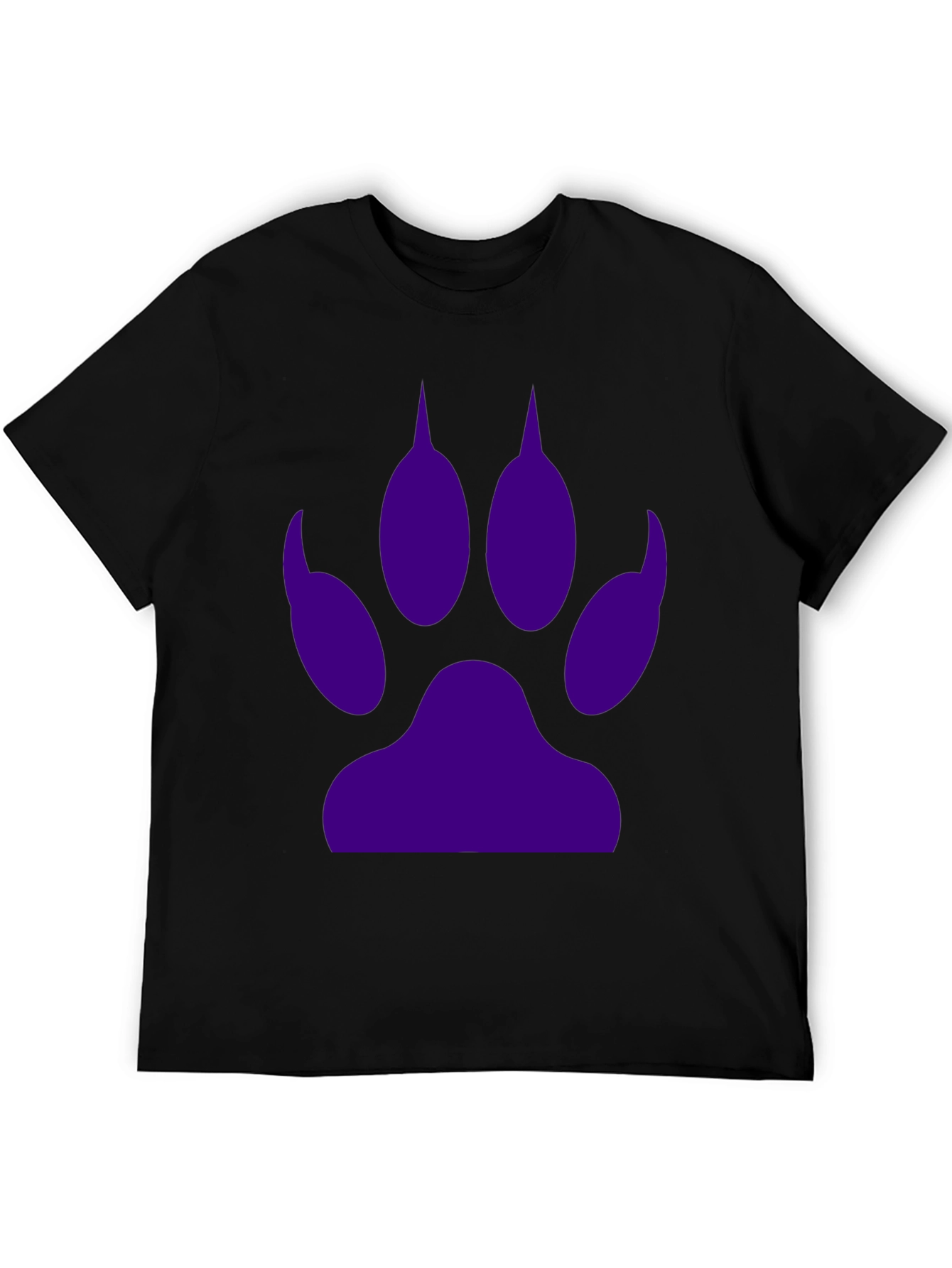 Black Tee with Purple Paw Print Graphic