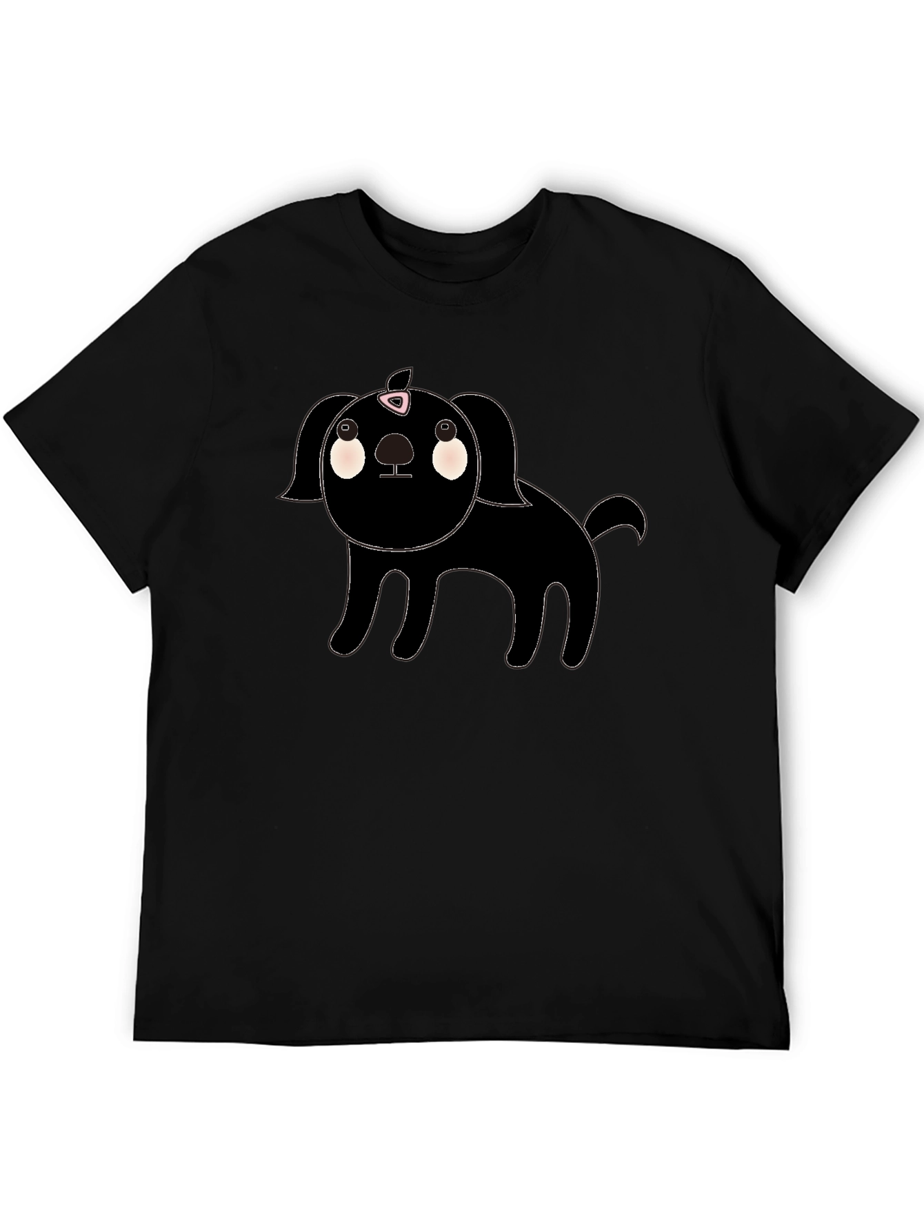 Cute Black Dog Cartoon Graphic T-Shirt