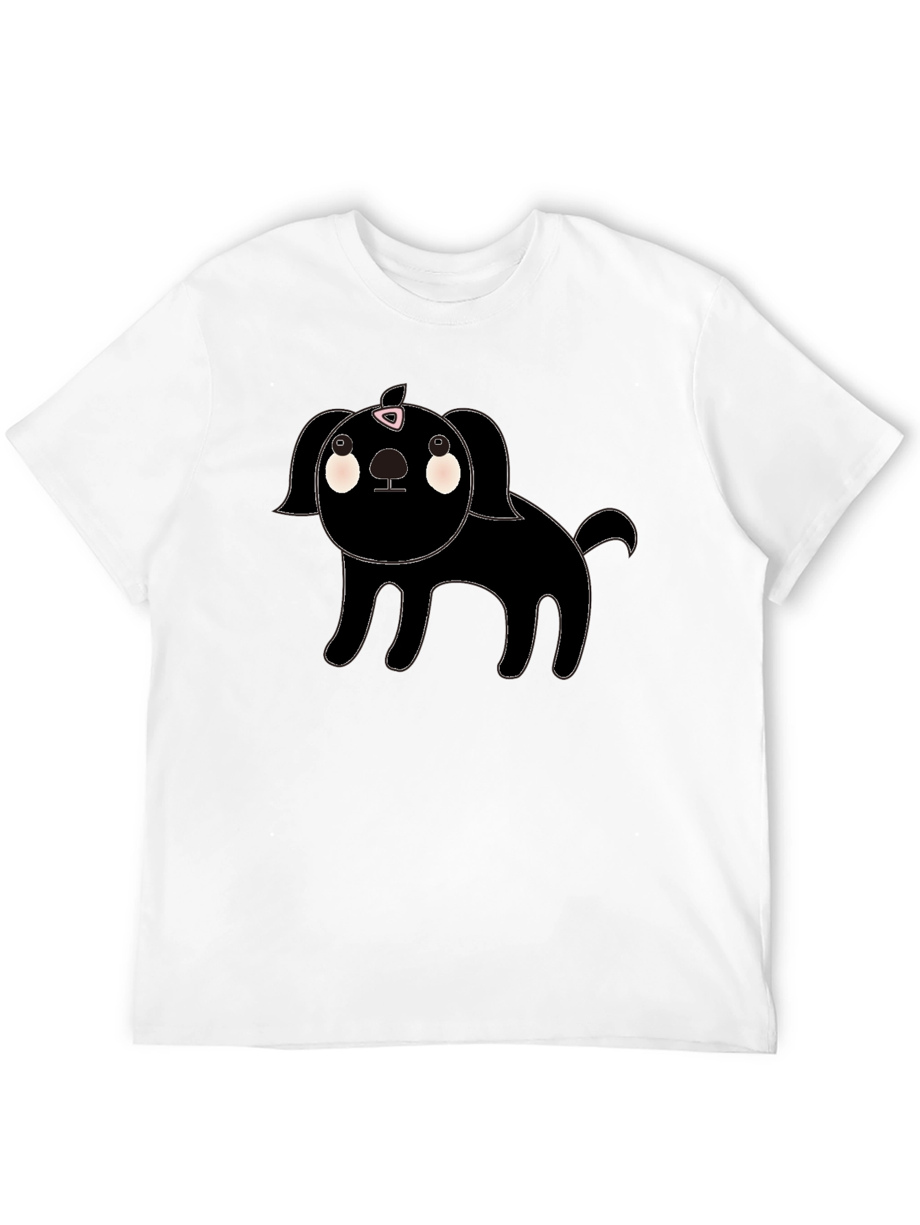 Cute Black Dog Cartoon Graphic T-Shirt