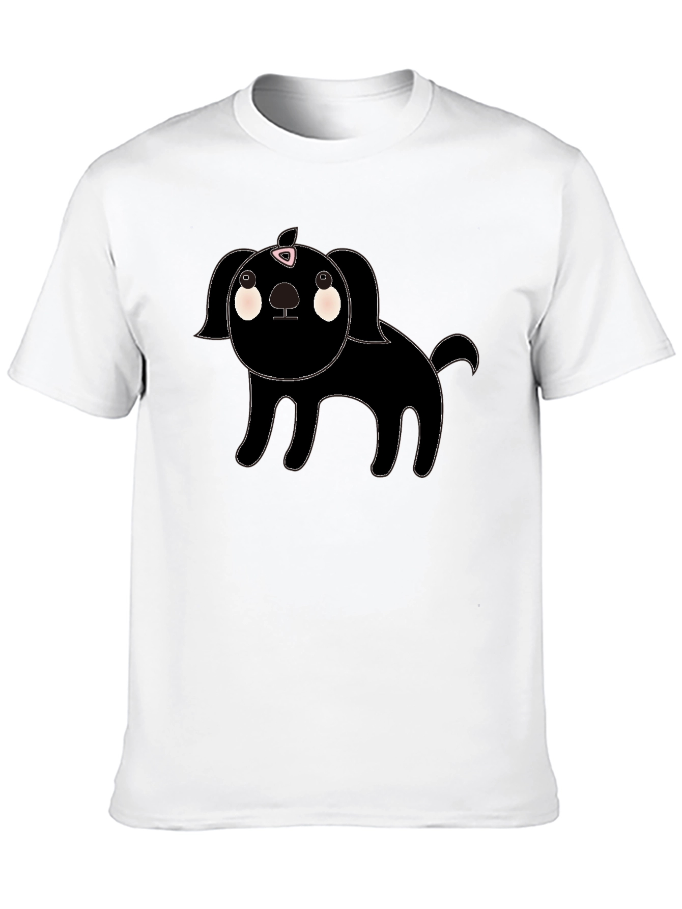 Cute Black Dog Cartoon Graphic T-Shirt