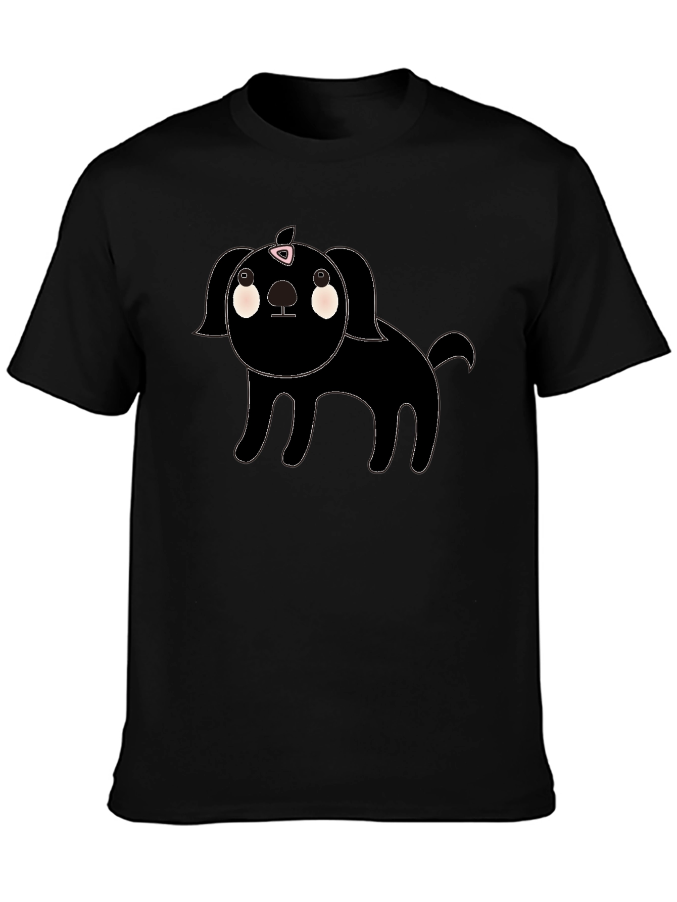 Cute Black Dog Cartoon Graphic T-Shirt