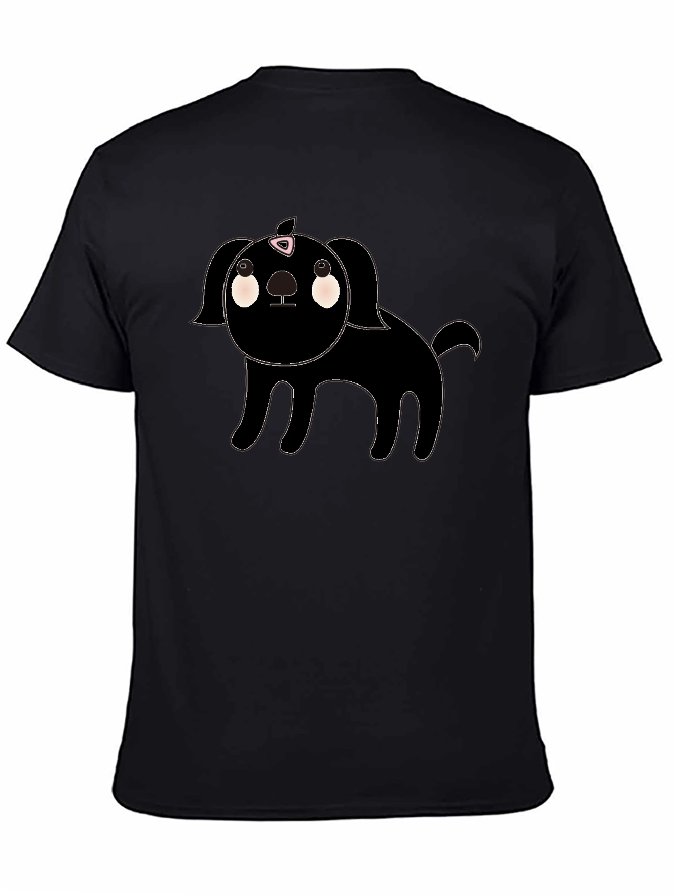 Cute Black Dog Cartoon Graphic T-Shirt