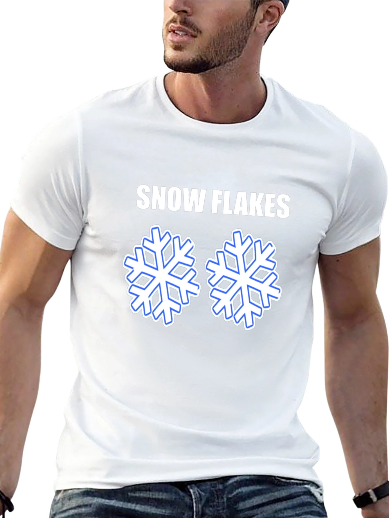 Snowflakes Graphic T-Shirt - Black Cotton Tee