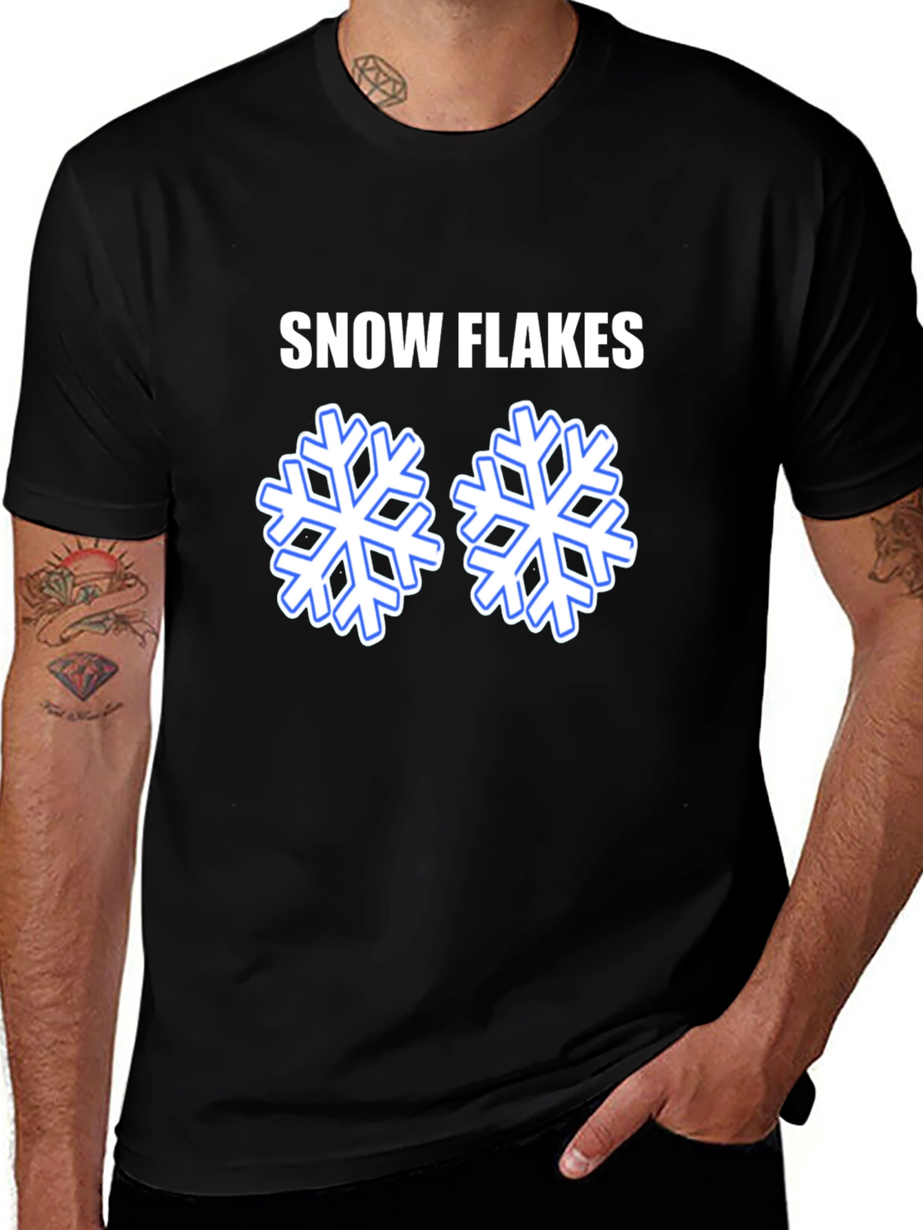 Snowflakes Graphic T-Shirt - Black Cotton Tee