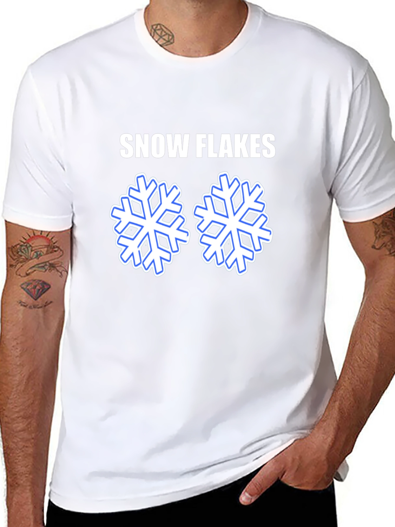Snowflakes Graphic T-Shirt - Black Cotton Tee