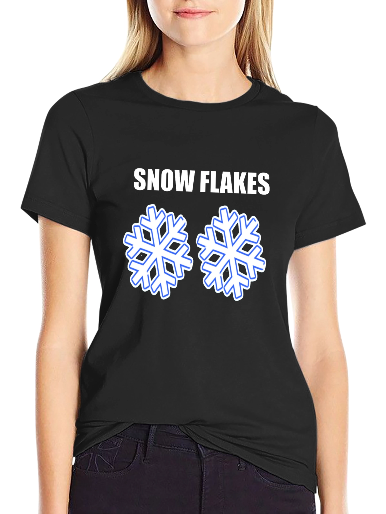 Snowflakes Graphic T-Shirt - Black Cotton Tee
