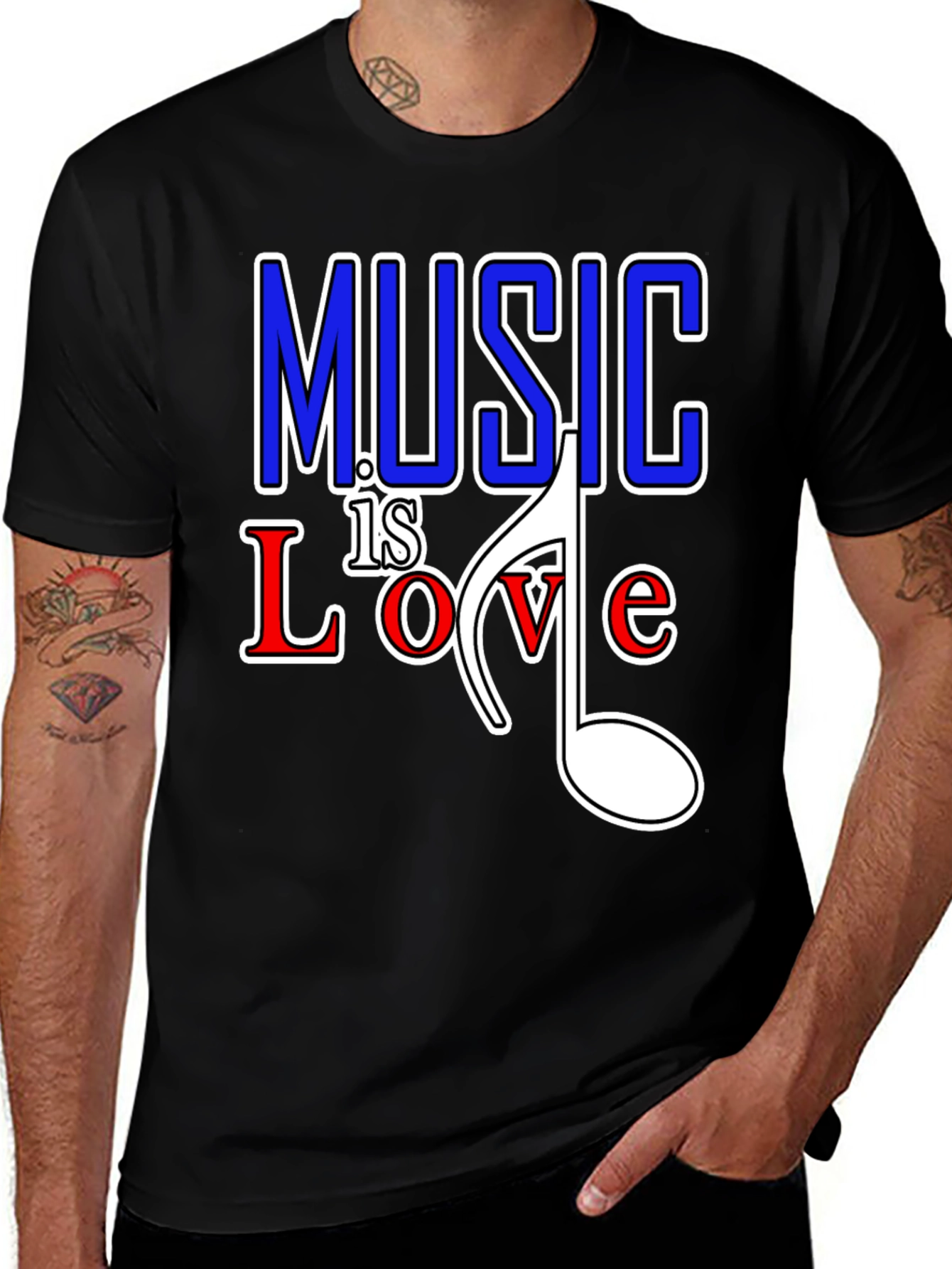 Music is Love Graphic Tee - Black