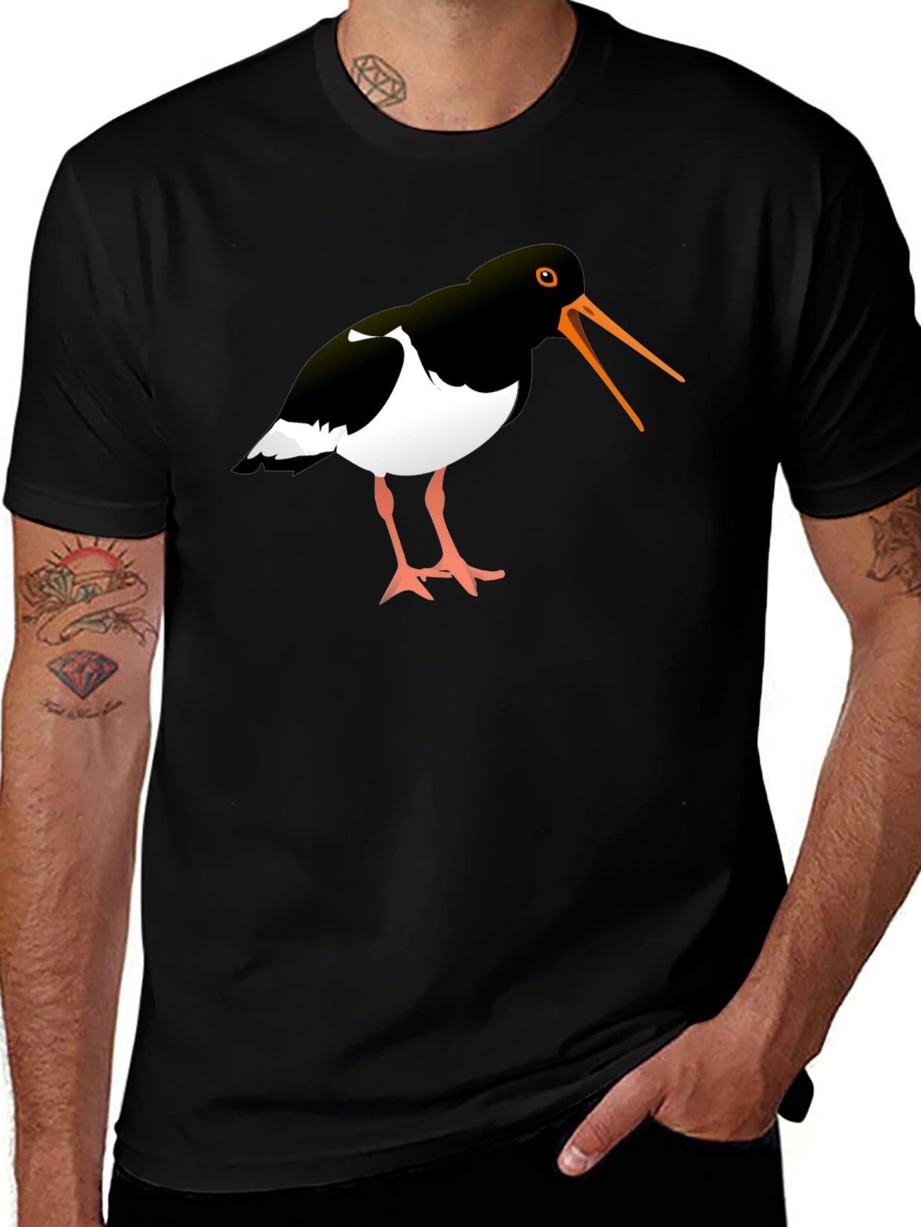 Oystercatcher Bird Black Graphic Tee Shirt