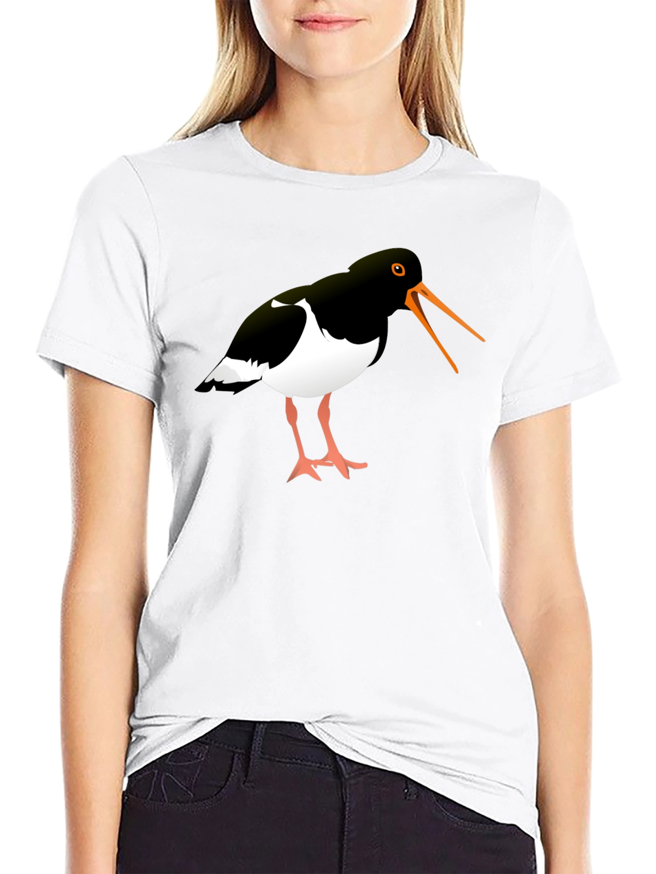 Oystercatcher Bird Black Graphic Tee Shirt