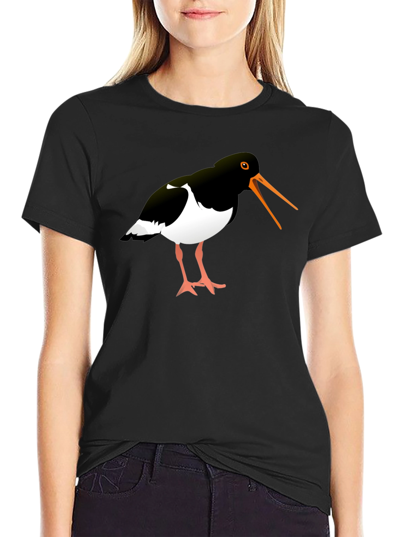 Oystercatcher Bird Black Graphic Tee Shirt