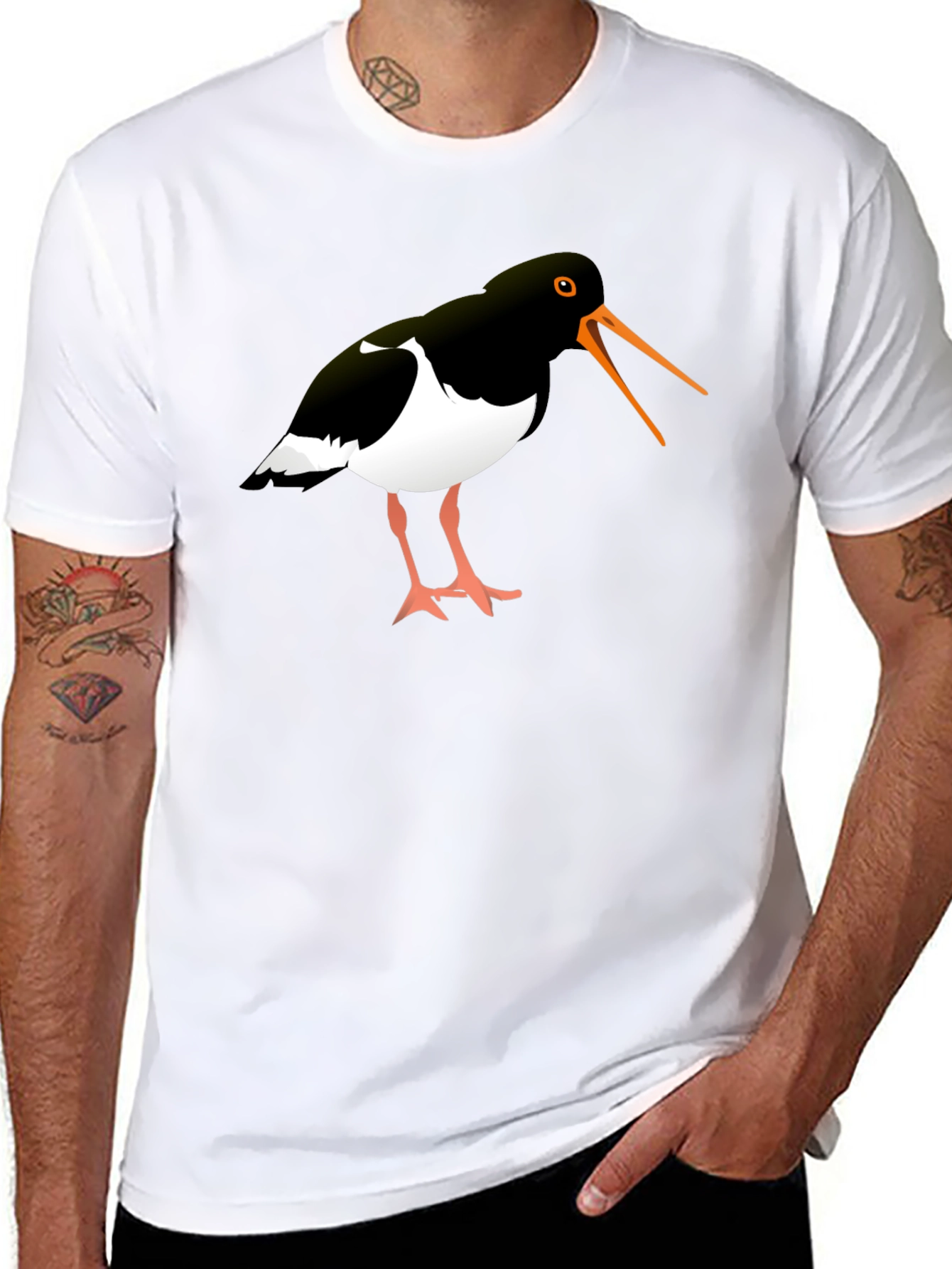 Oystercatcher Bird Black Graphic Tee Shirt