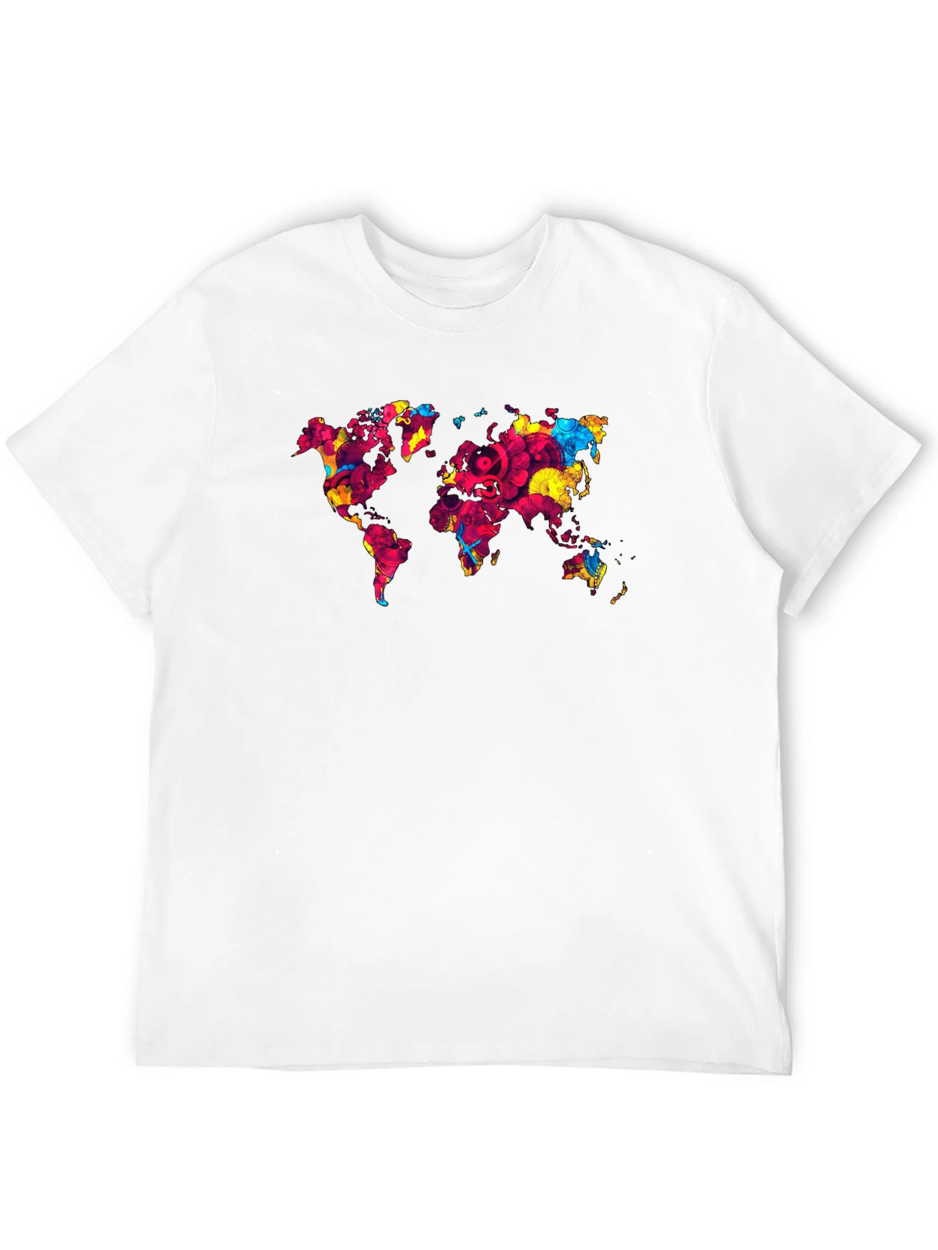 World Map Graphic Print Mens Black T-Shirt
