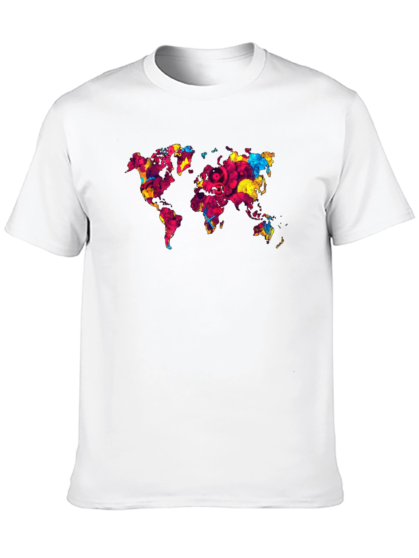 World Map Graphic Print Mens Black T-Shirt