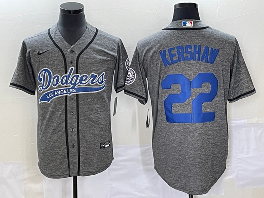 Men's Los Angeles Dodgers Clayton Kershaw #22 Gray Game Jerseys Joint Edition