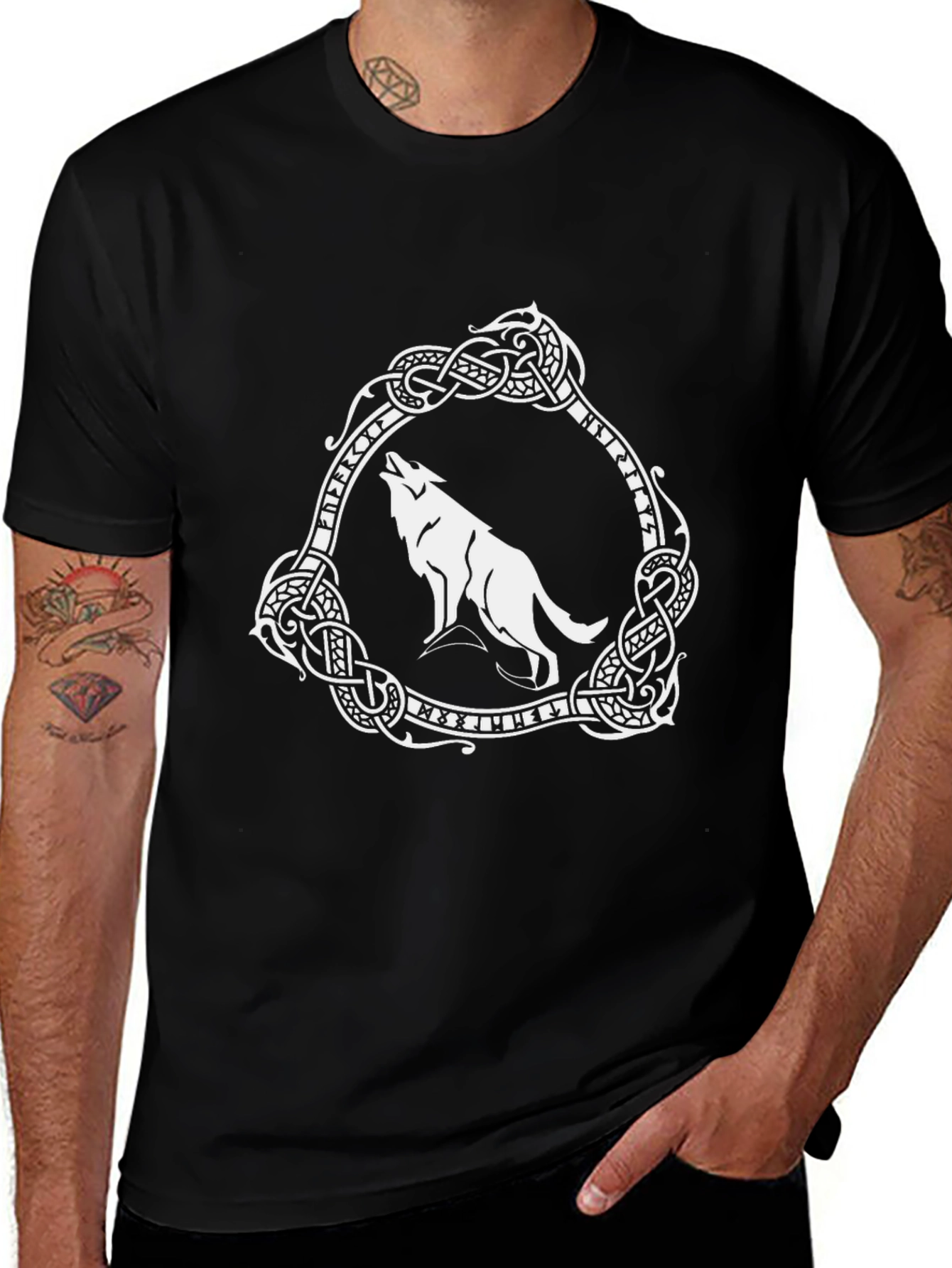 Viking Wolf Graphic Tee - Black