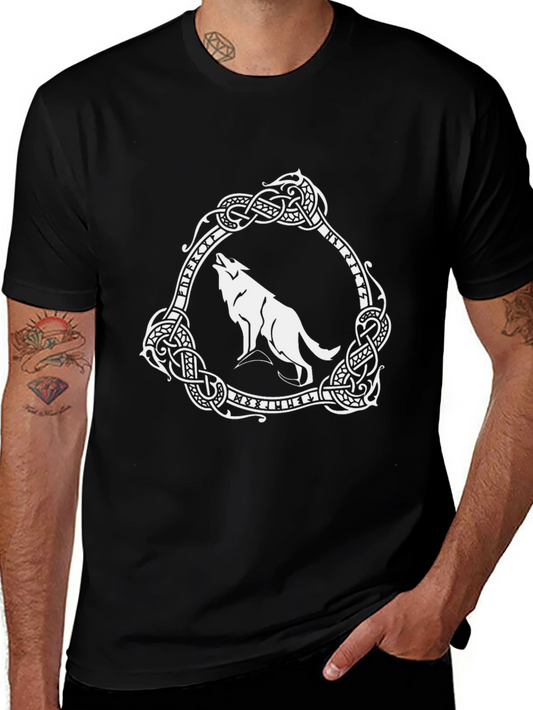 Viking Wolf Graphic Tee - Black