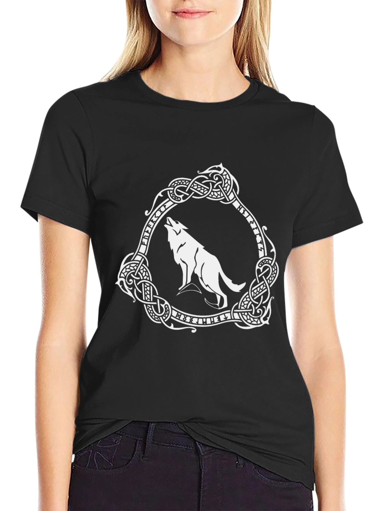 Viking Wolf Graphic Tee - Black