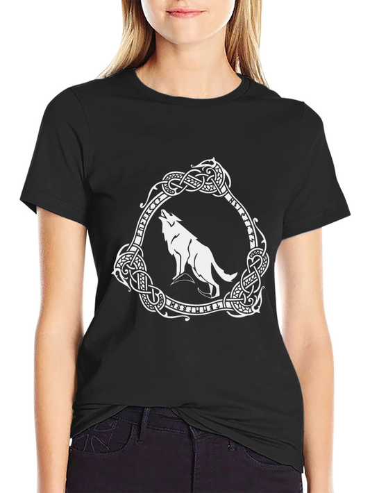 Viking Wolf Graphic Tee - Black