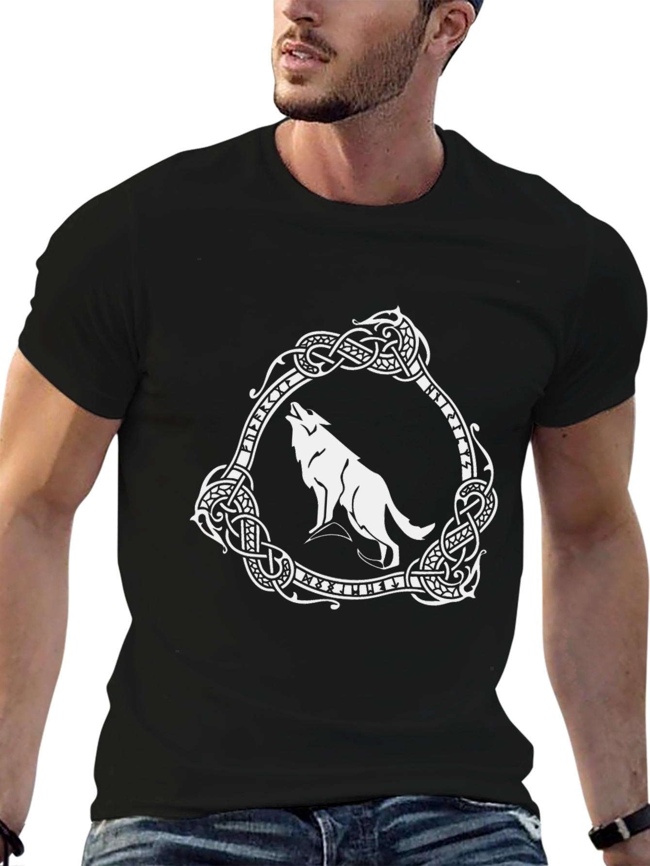 Viking Wolf Graphic Tee - Black