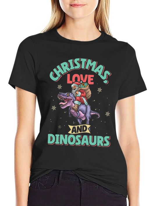 Christmas Love and Dinosaurs T-Shirt