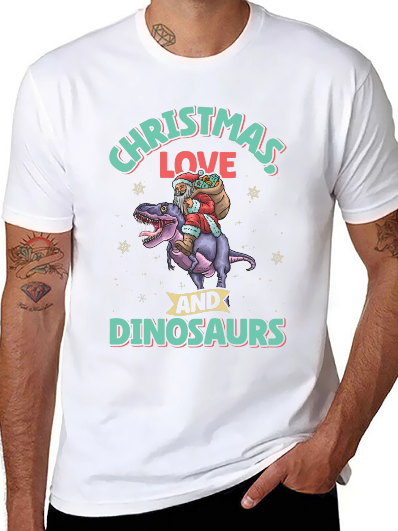 Christmas Love and Dinosaurs T-Shirt