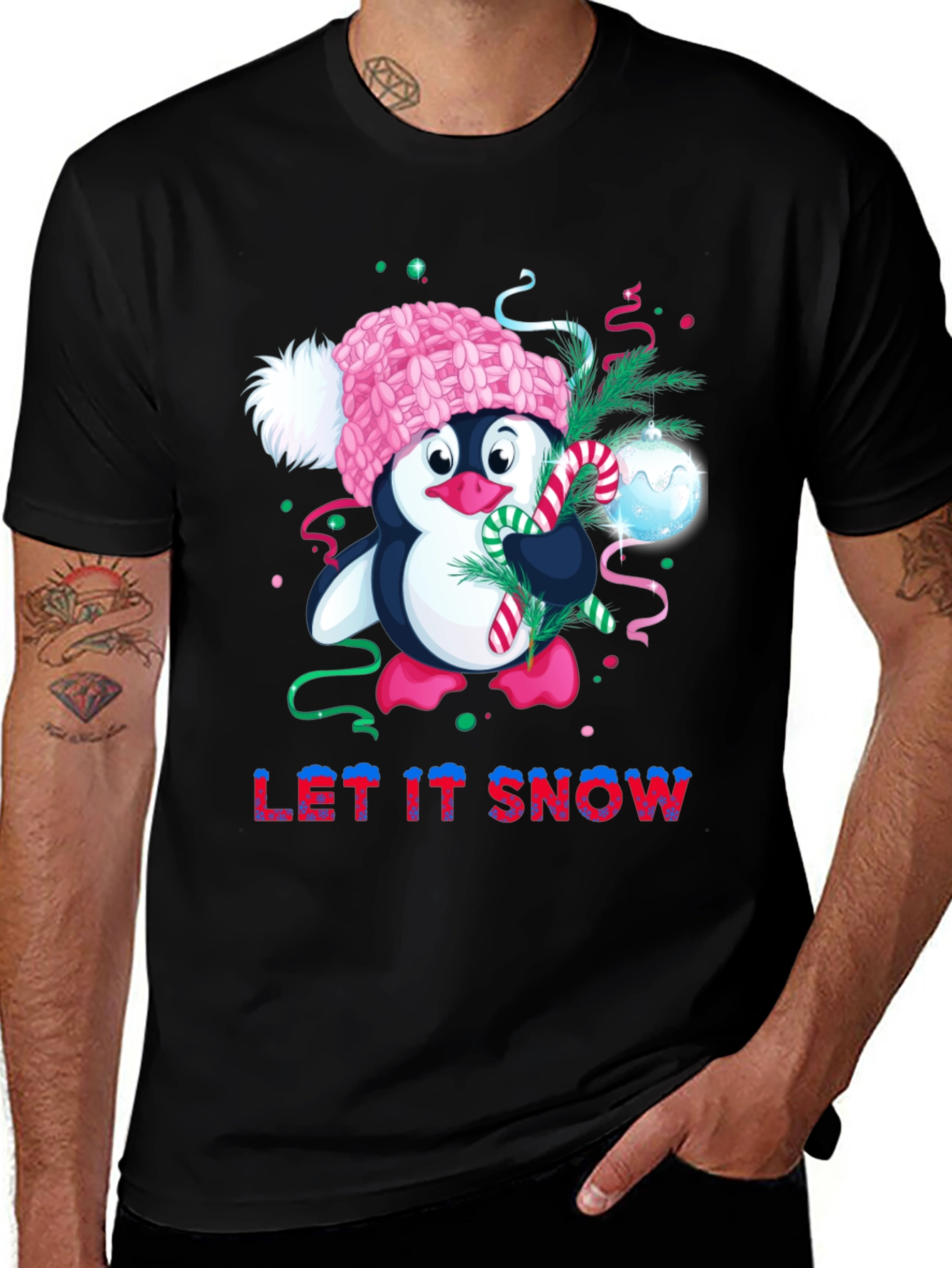 Let It Snow Penguin Christmas T-Shirt