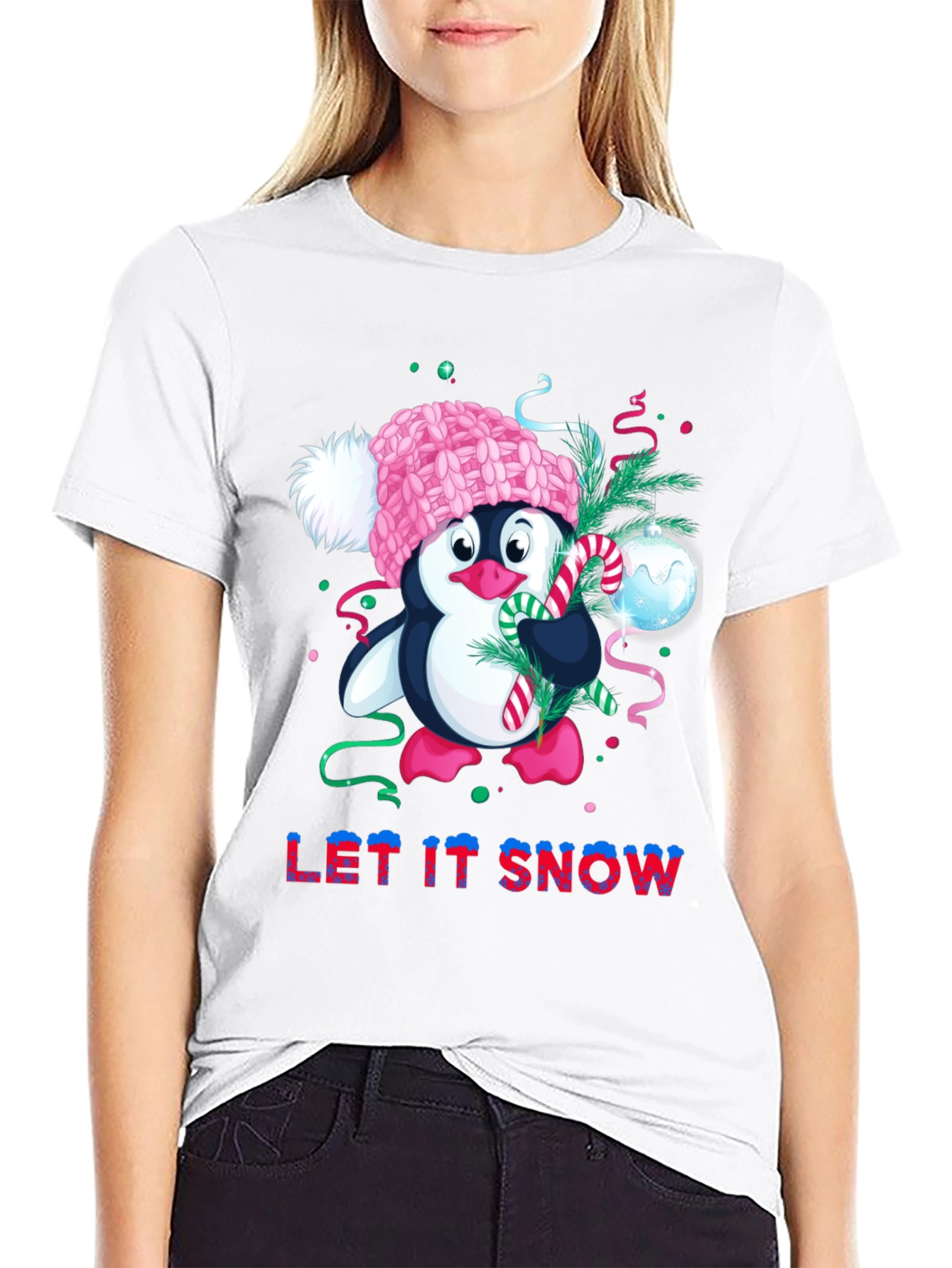 Let It Snow Penguin Christmas T-Shirt