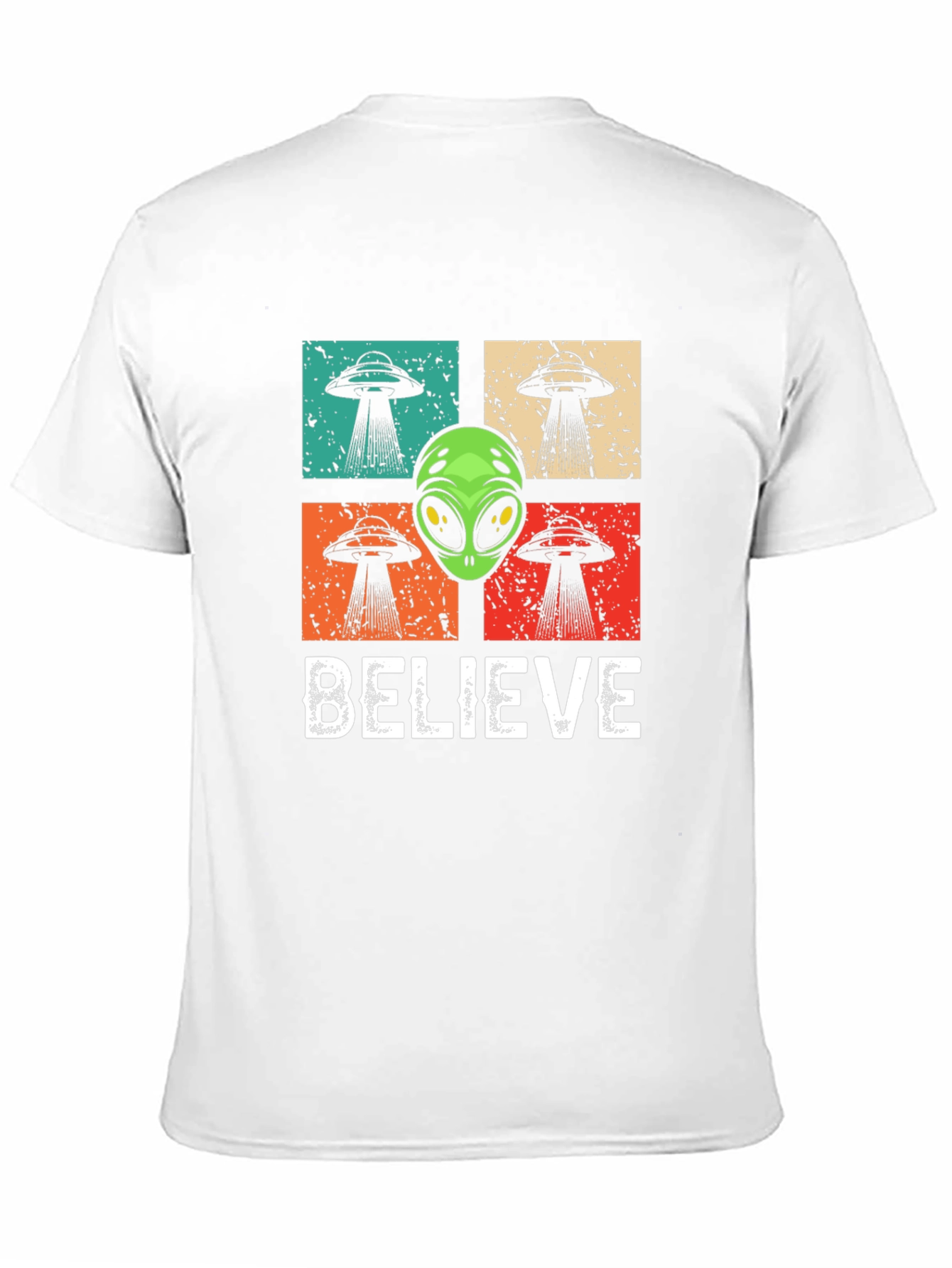 Believe Alien UFO Graphic T-Shirt - Retro Design