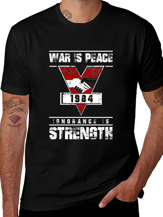 1984 Orwellian Slogan Tee - War is Peace Strength is Ignorance