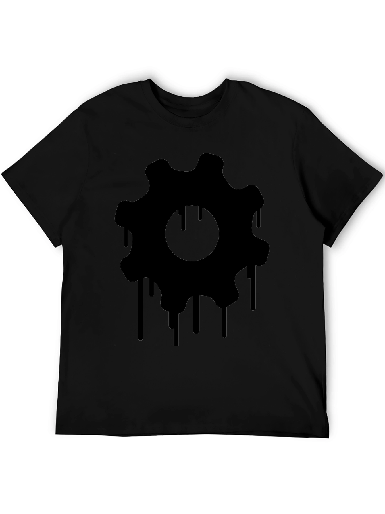 Mens Black Dripping Gear Graphic Tee