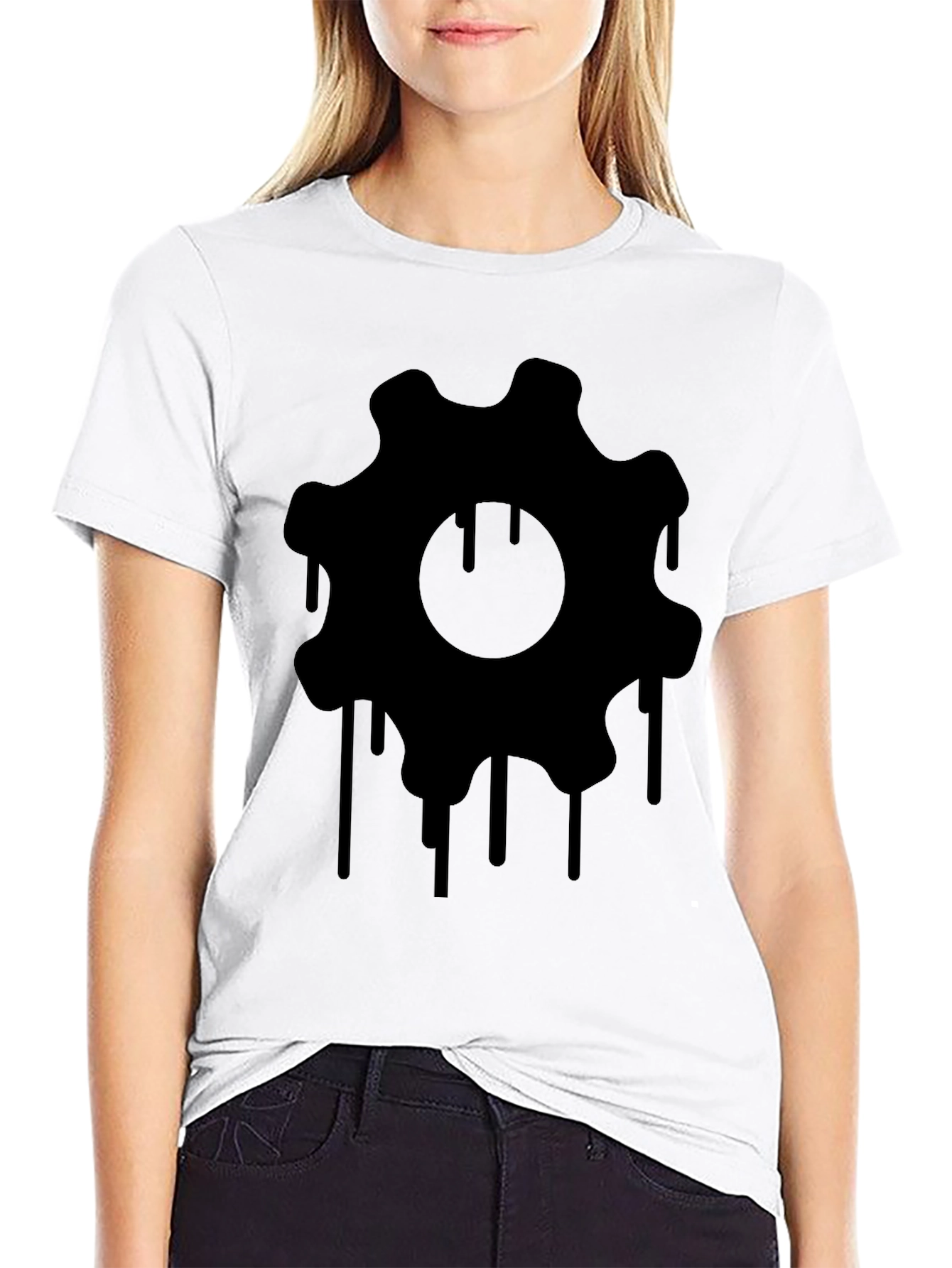 Mens Black Dripping Gear Graphic Tee