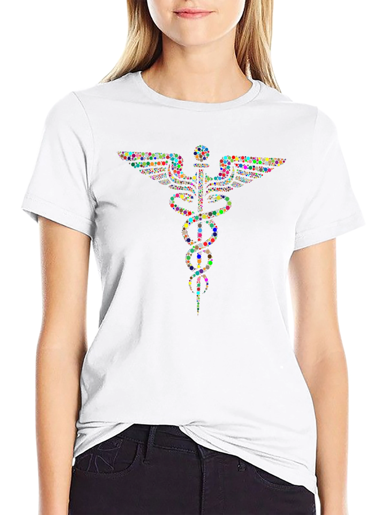 Colorful Caduceus Black T-Shirt