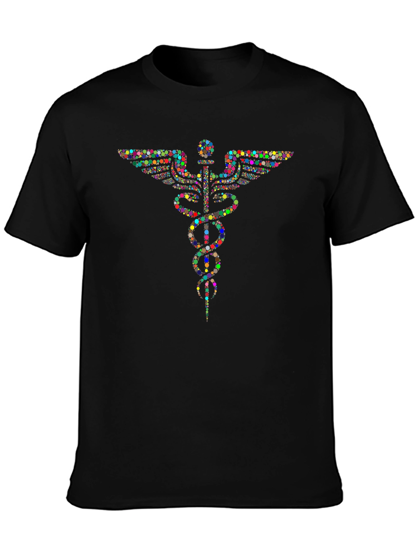 Colorful Caduceus Black T-Shirt