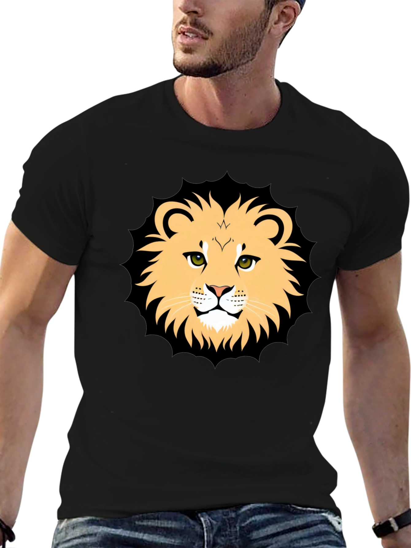 Lion Graphic Black T-Shirt for Men