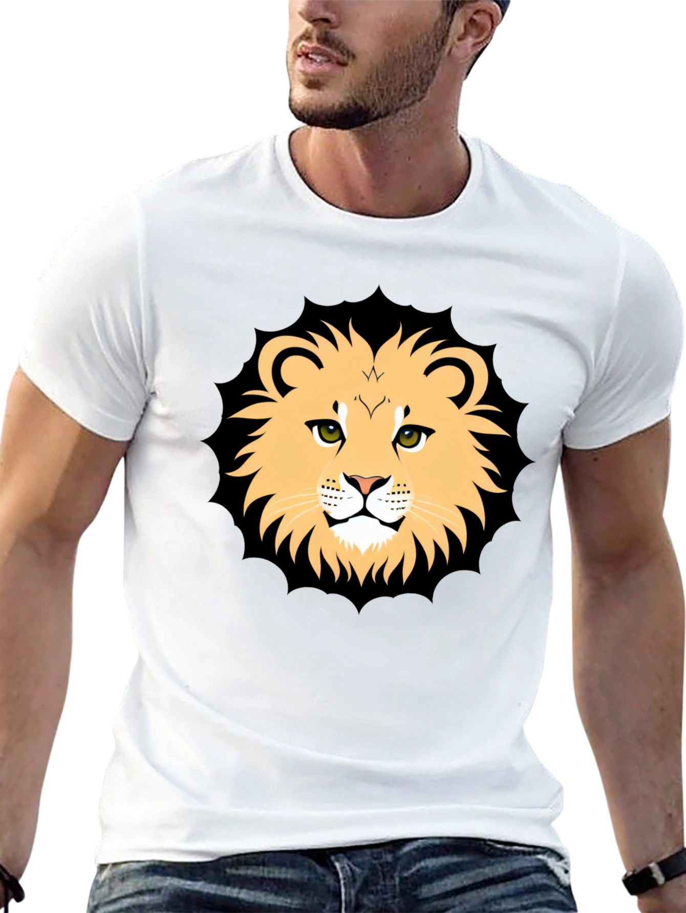 Lion Graphic Black T-Shirt for Men