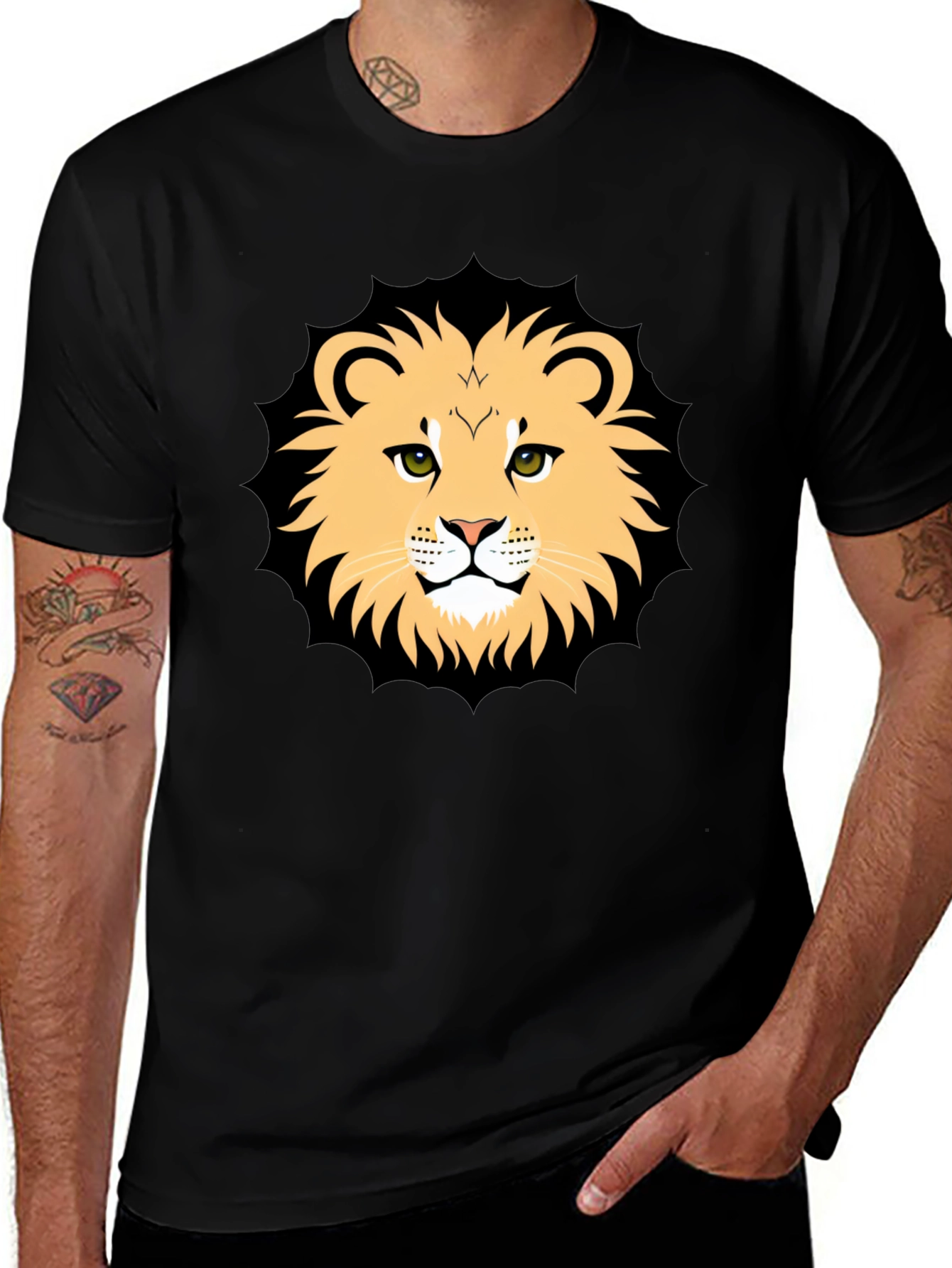 Lion Graphic Black T-Shirt for Men