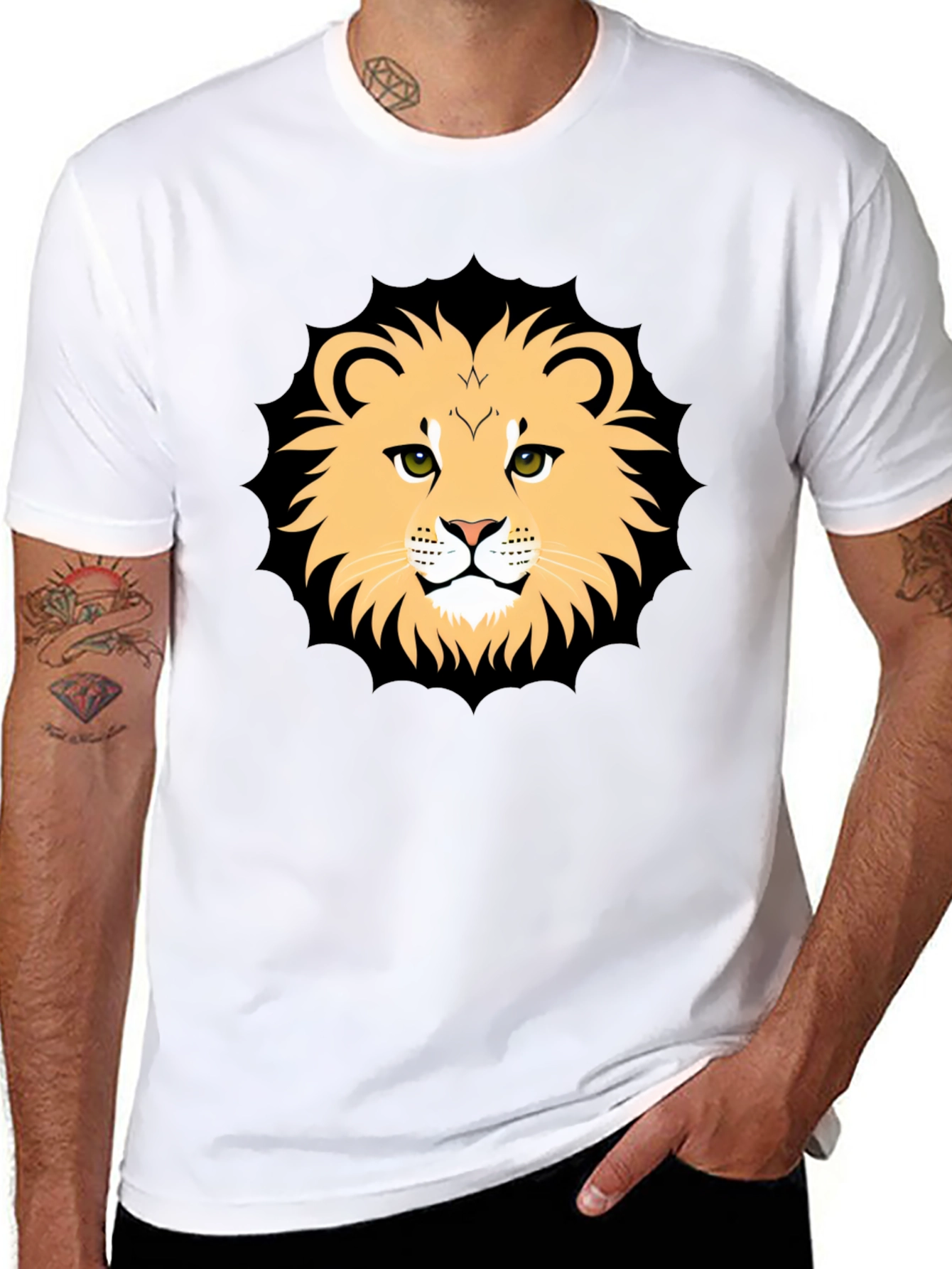 Lion Graphic Black T-Shirt for Men
