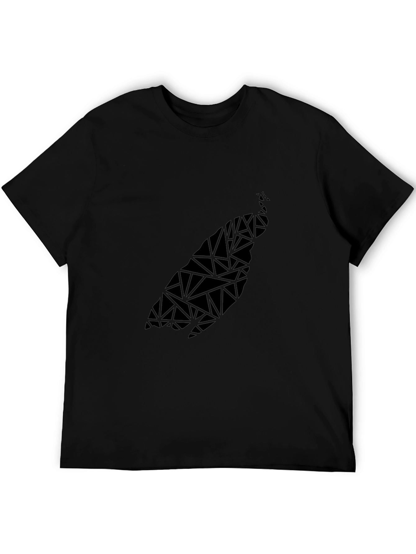 Geometric Peacock Print Black T-Shirt