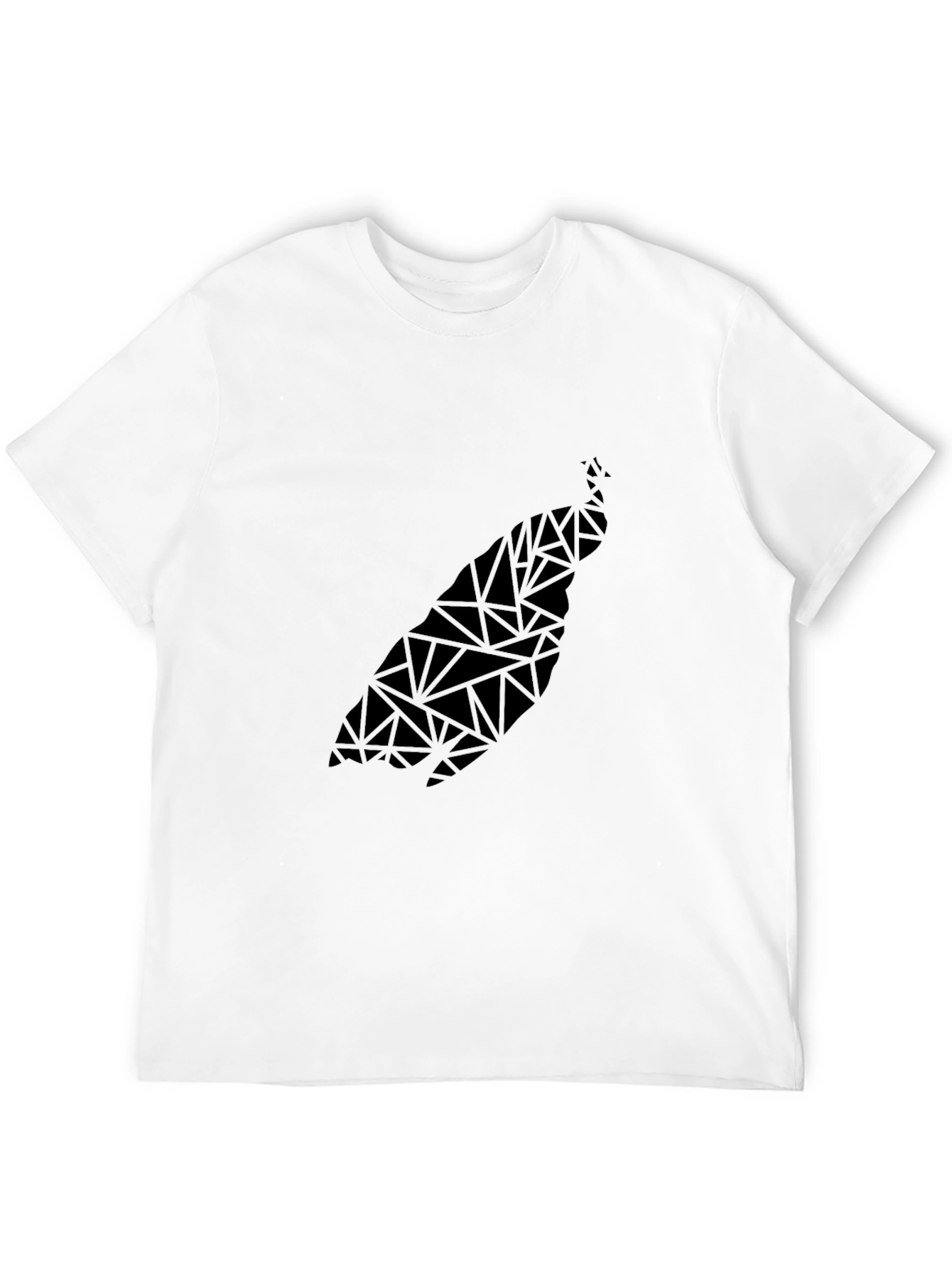 Geometric Peacock Print Black T-Shirt