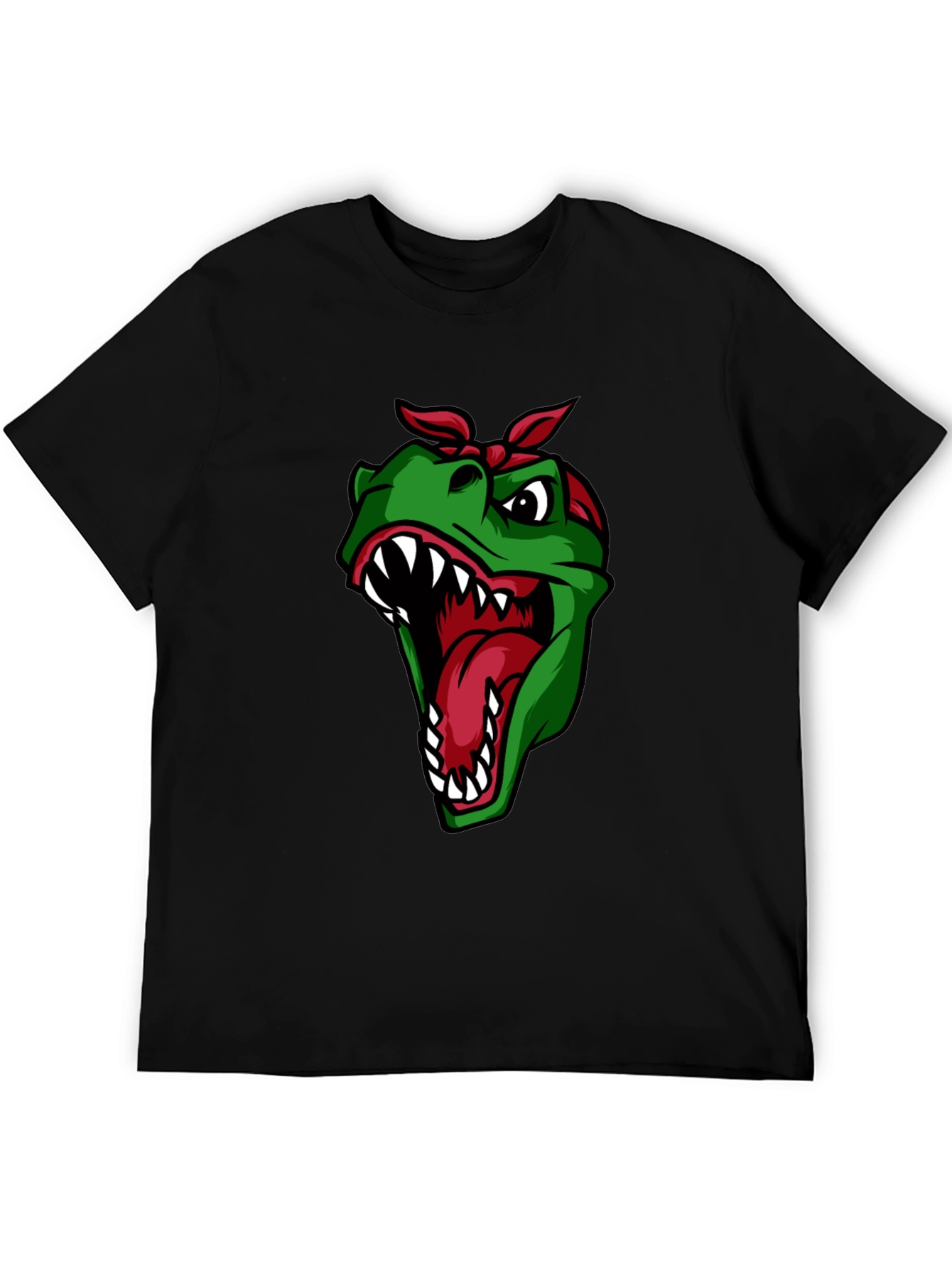 Bandana Dino Graphic Tee - Black Cotton T-Shirt