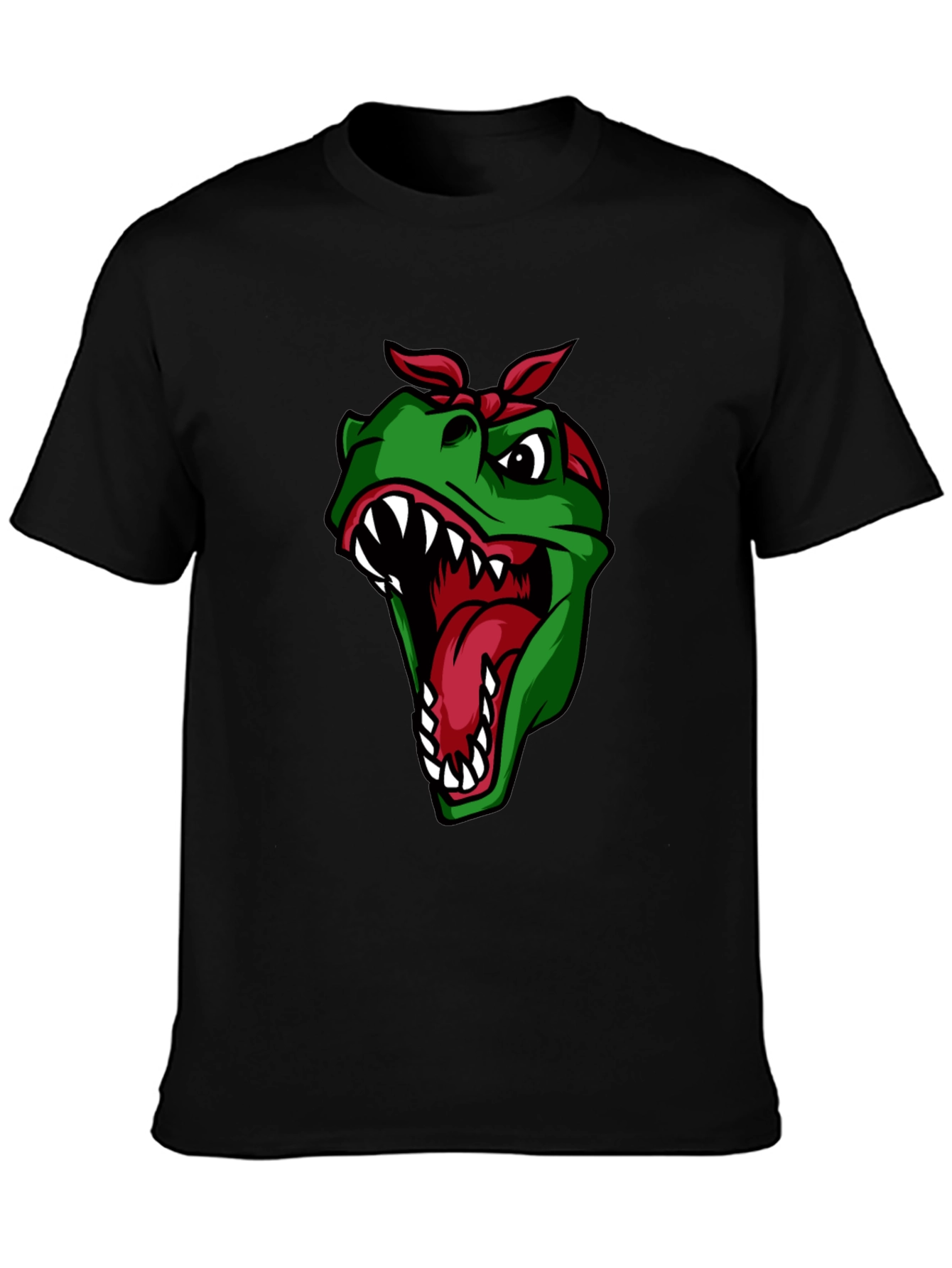 Bandana Dino Graphic Tee - Black Cotton T-Shirt
