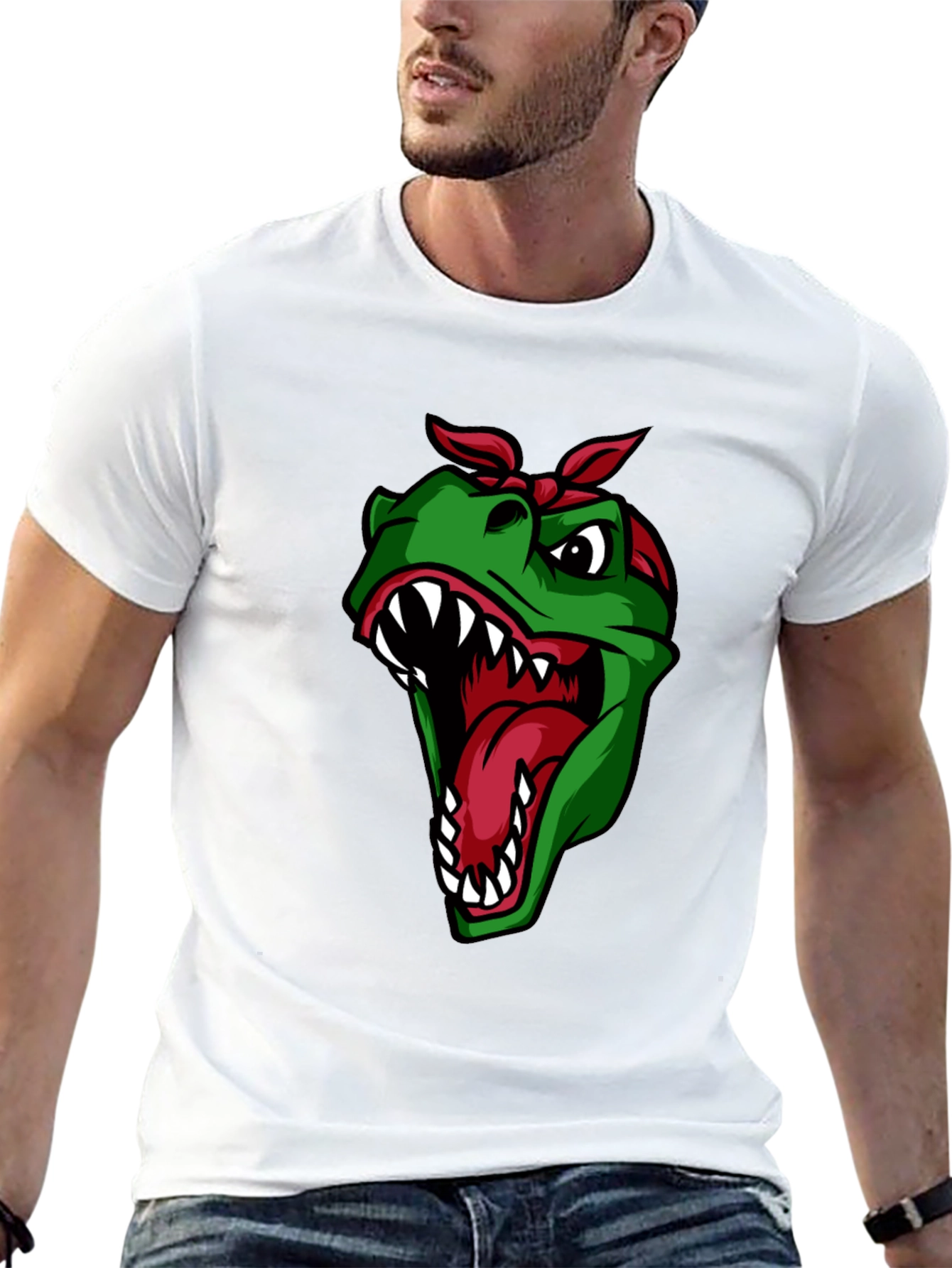 Bandana Dino Graphic Tee - Black Cotton T-Shirt